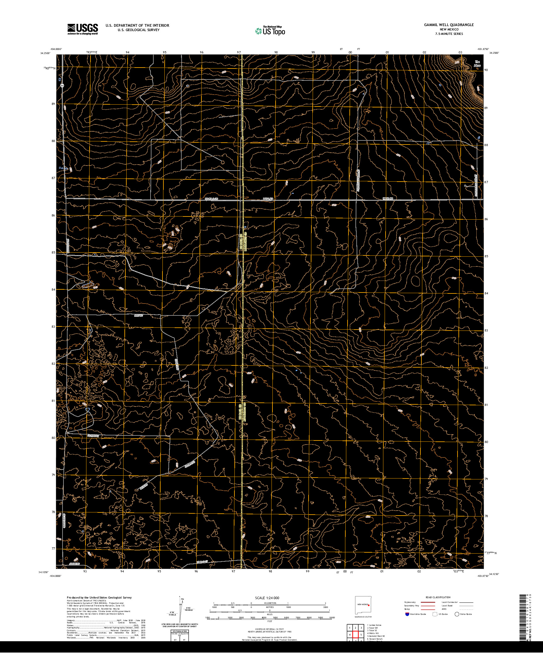 US TOPO 7.5-MINUTE MAP FOR GAMMIL WELL, NM