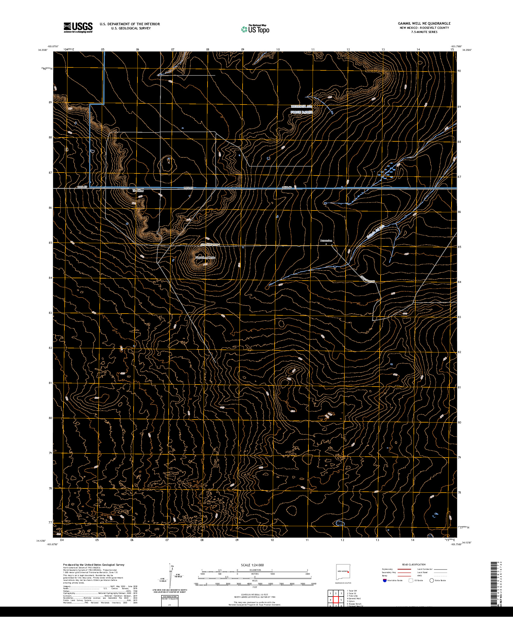 US TOPO 7.5-MINUTE MAP FOR GAMMIL WELL NE, NM