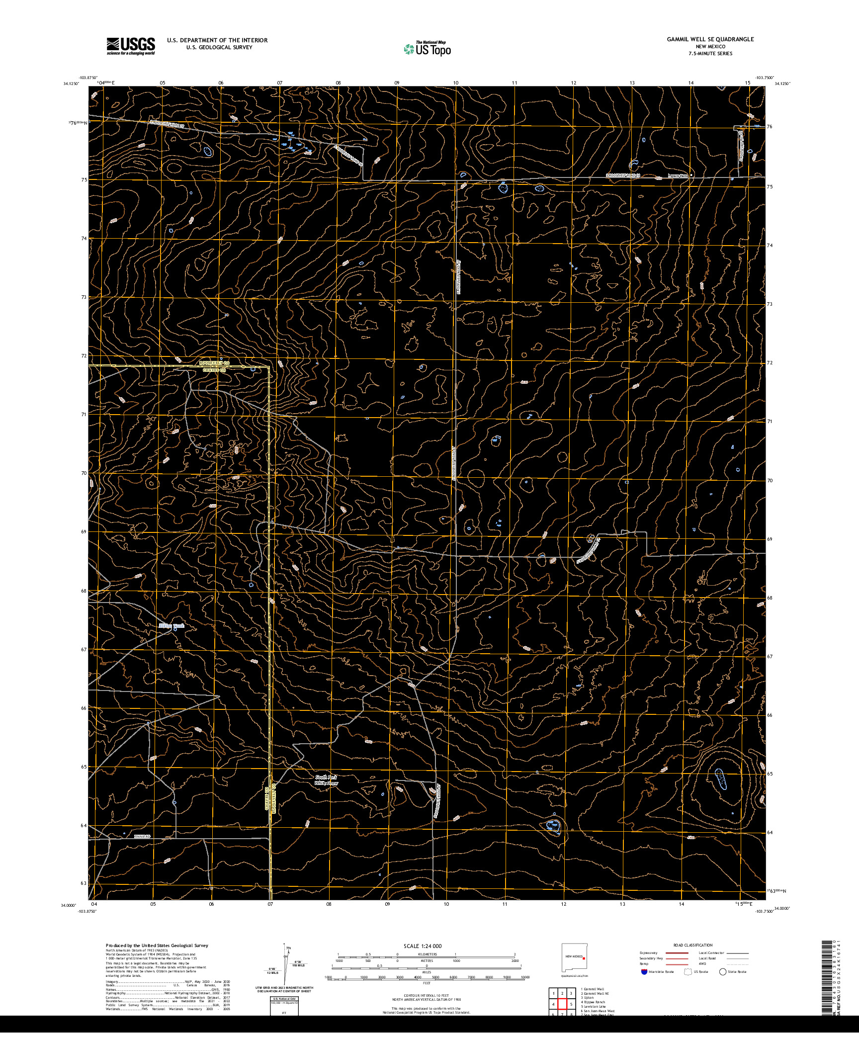 US TOPO 7.5-MINUTE MAP FOR GAMMIL WELL SE, NM