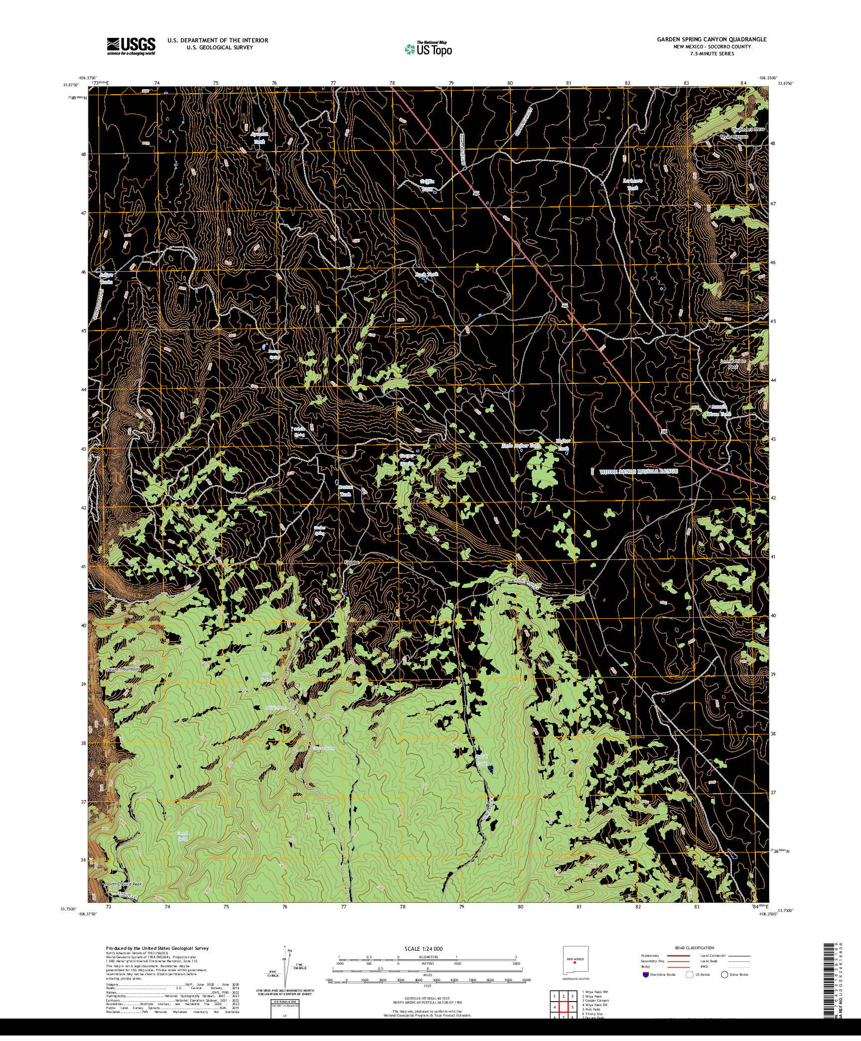 US TOPO 7.5-MINUTE MAP FOR GARDEN SPRING CANYON, NM