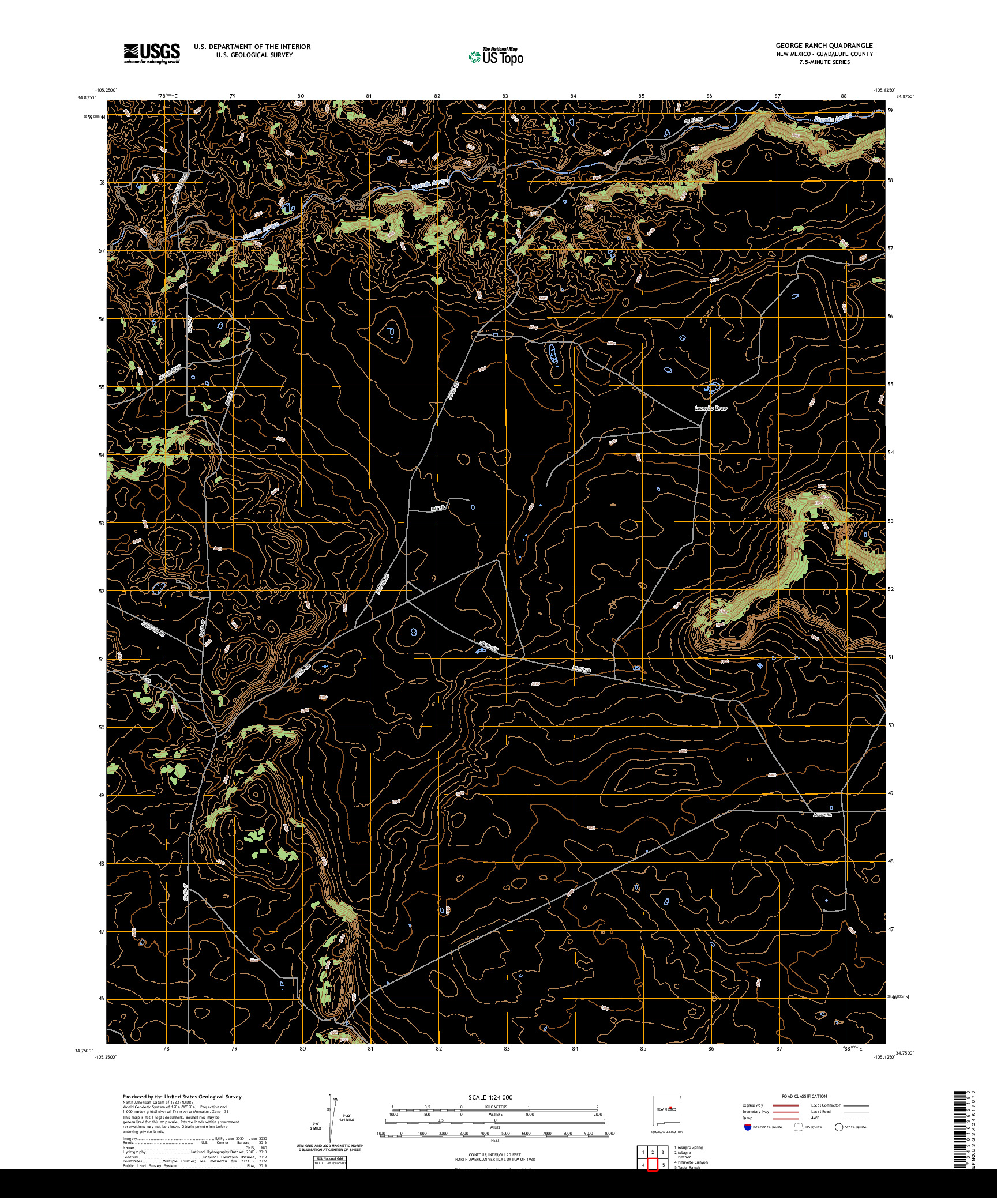 US TOPO 7.5-MINUTE MAP FOR GEORGE RANCH, NM