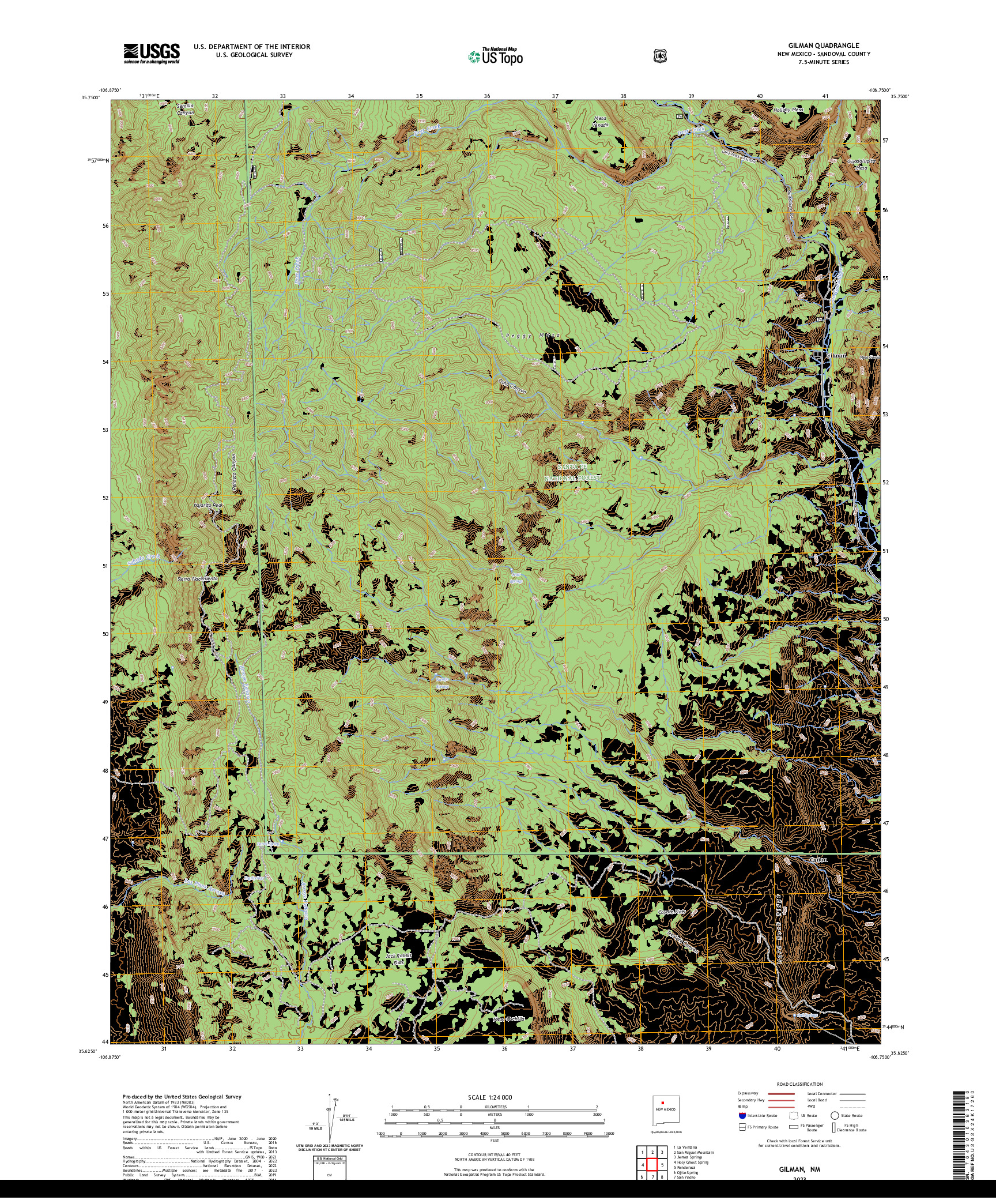 US TOPO 7.5-MINUTE MAP FOR GILMAN, NM