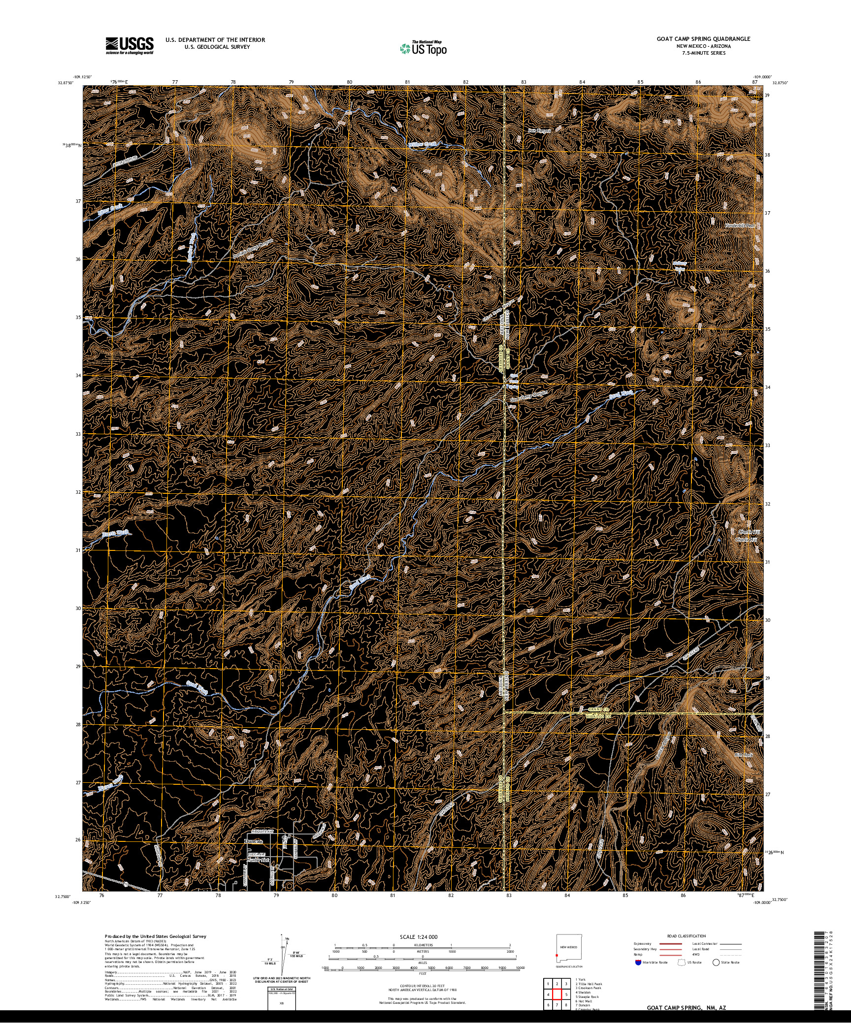 US TOPO 7.5-MINUTE MAP FOR GOAT CAMP SPRING, NM,AZ