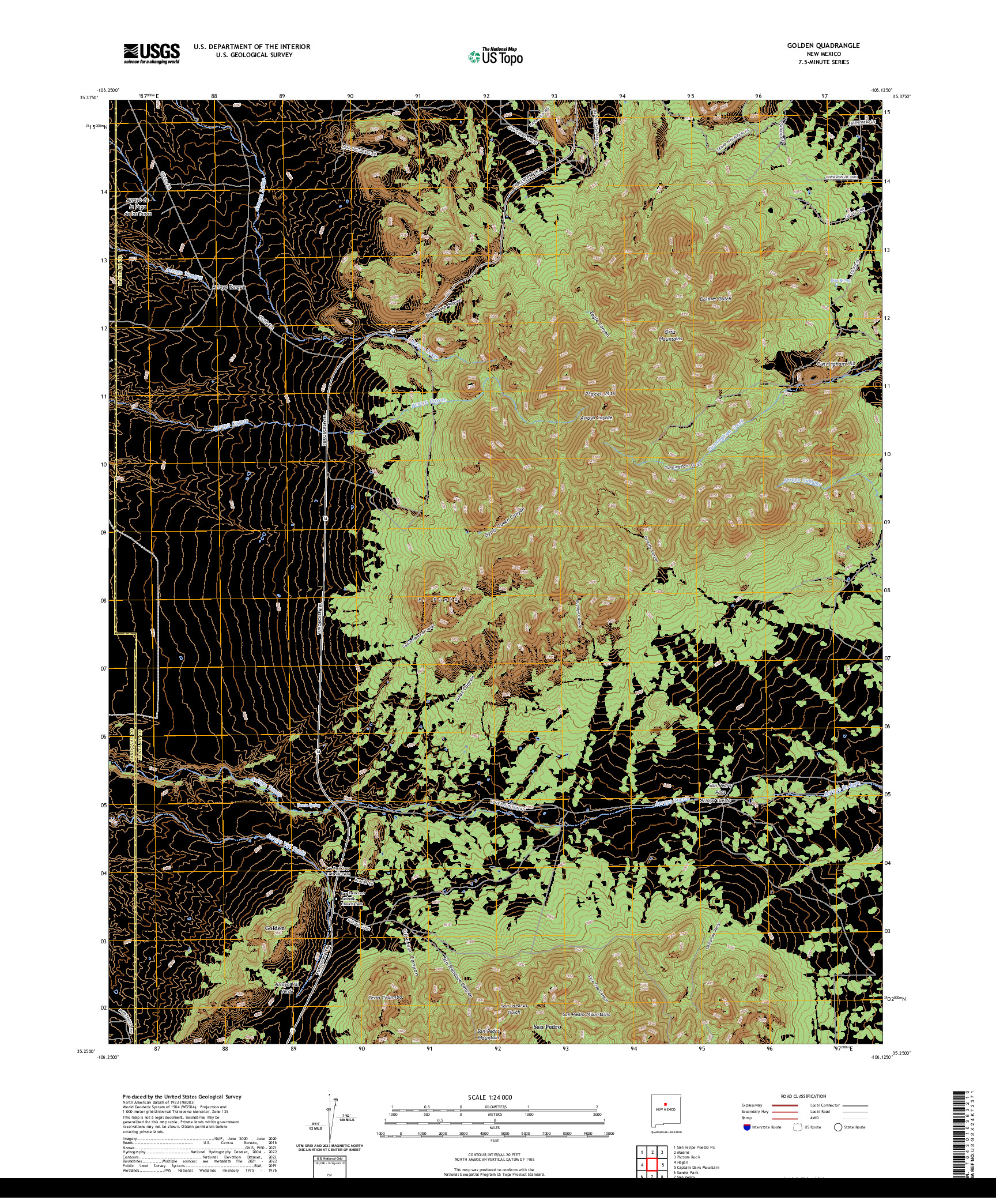 US TOPO 7.5-MINUTE MAP FOR GOLDEN, NM