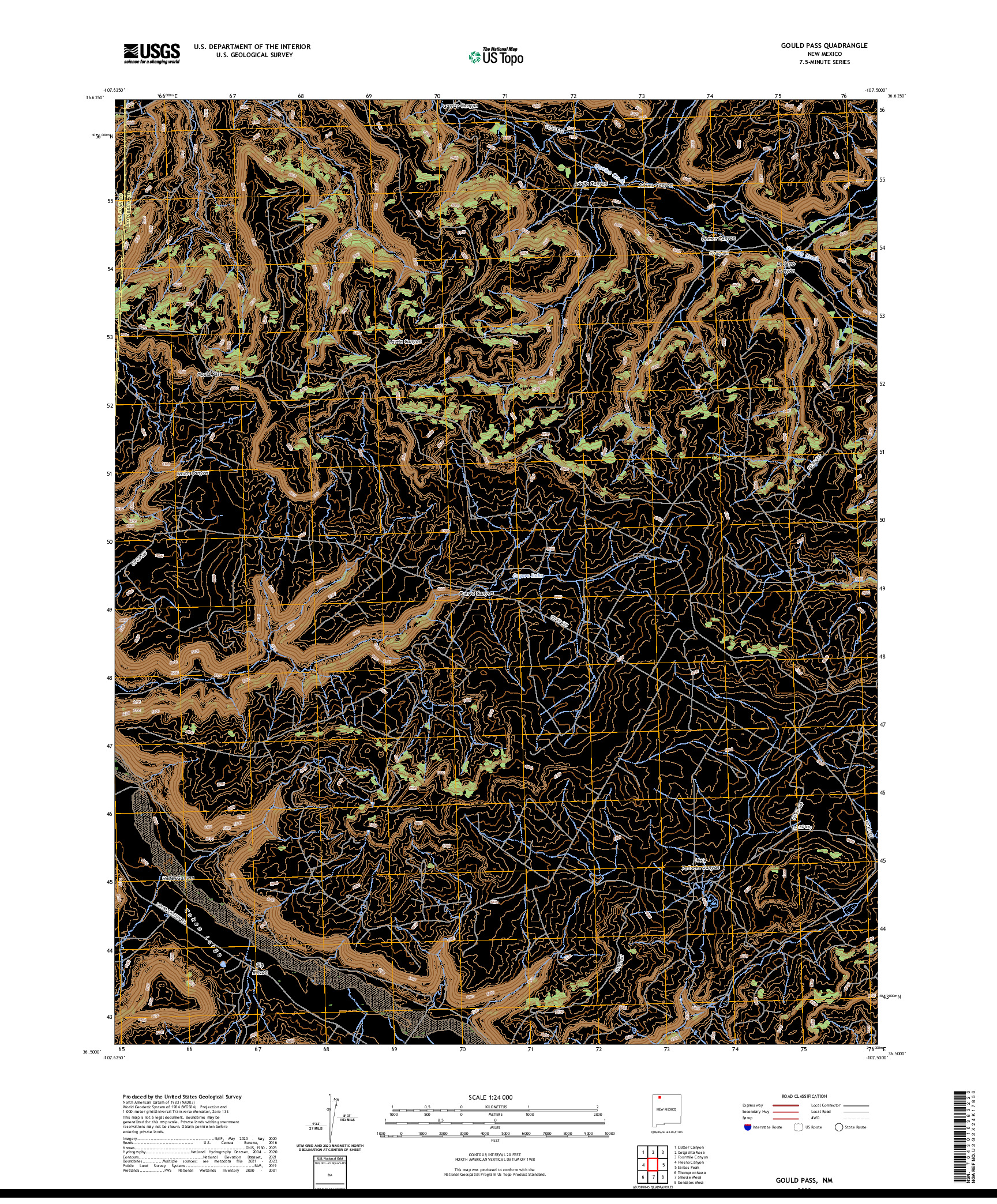 US TOPO 7.5-MINUTE MAP FOR GOULD PASS, NM