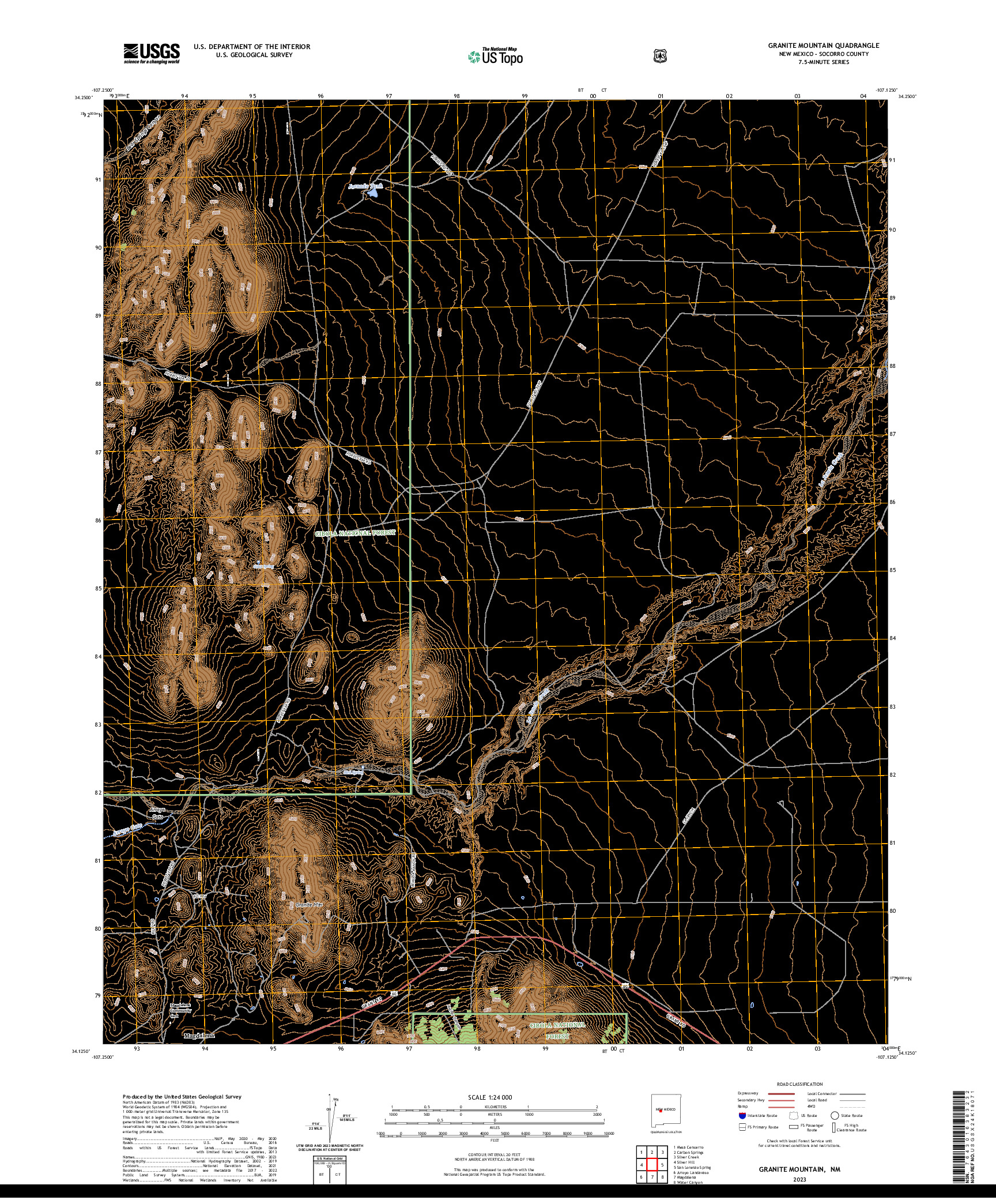 US TOPO 7.5-MINUTE MAP FOR GRANITE MOUNTAIN, NM