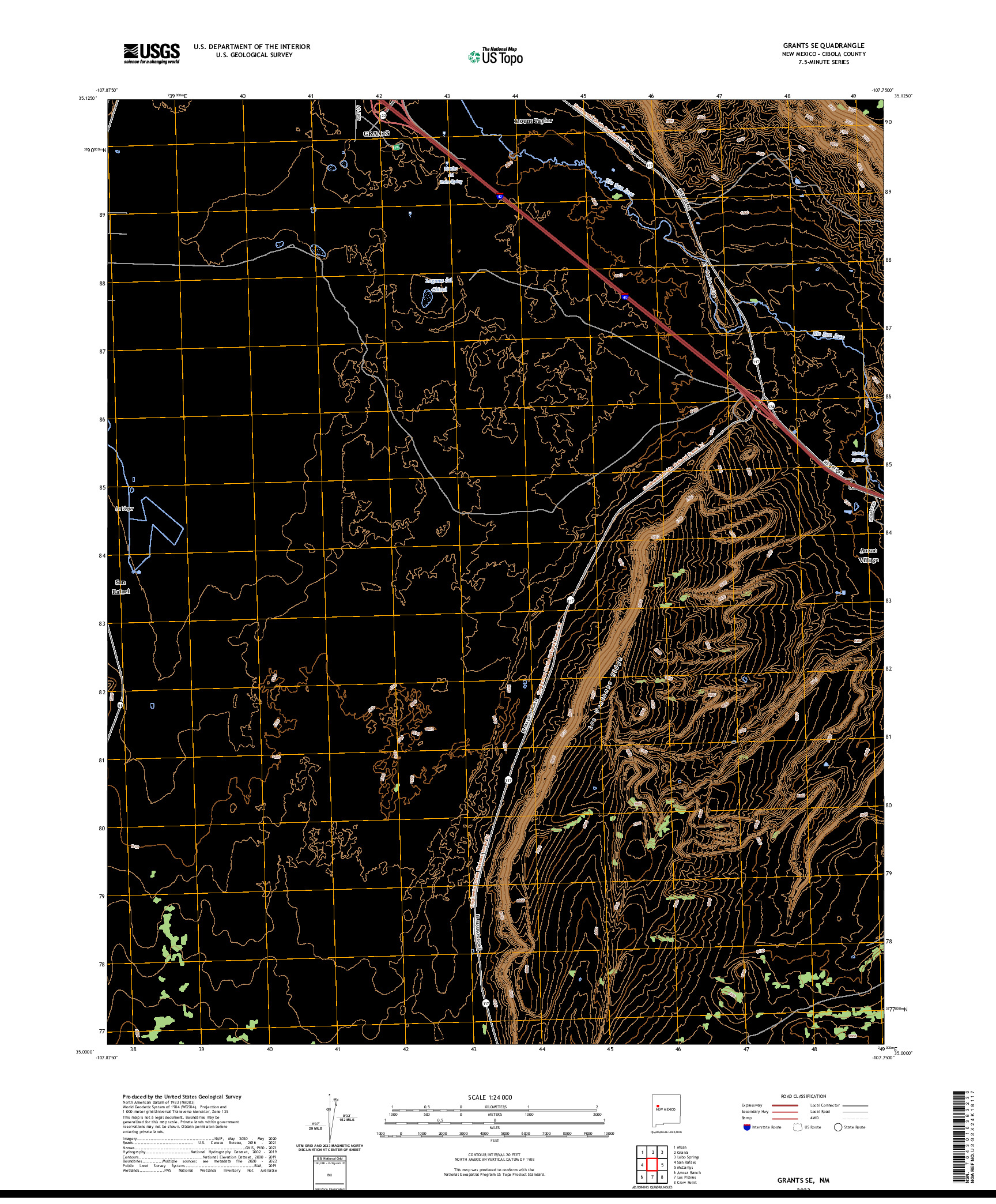 US TOPO 7.5-MINUTE MAP FOR GRANTS SE, NM