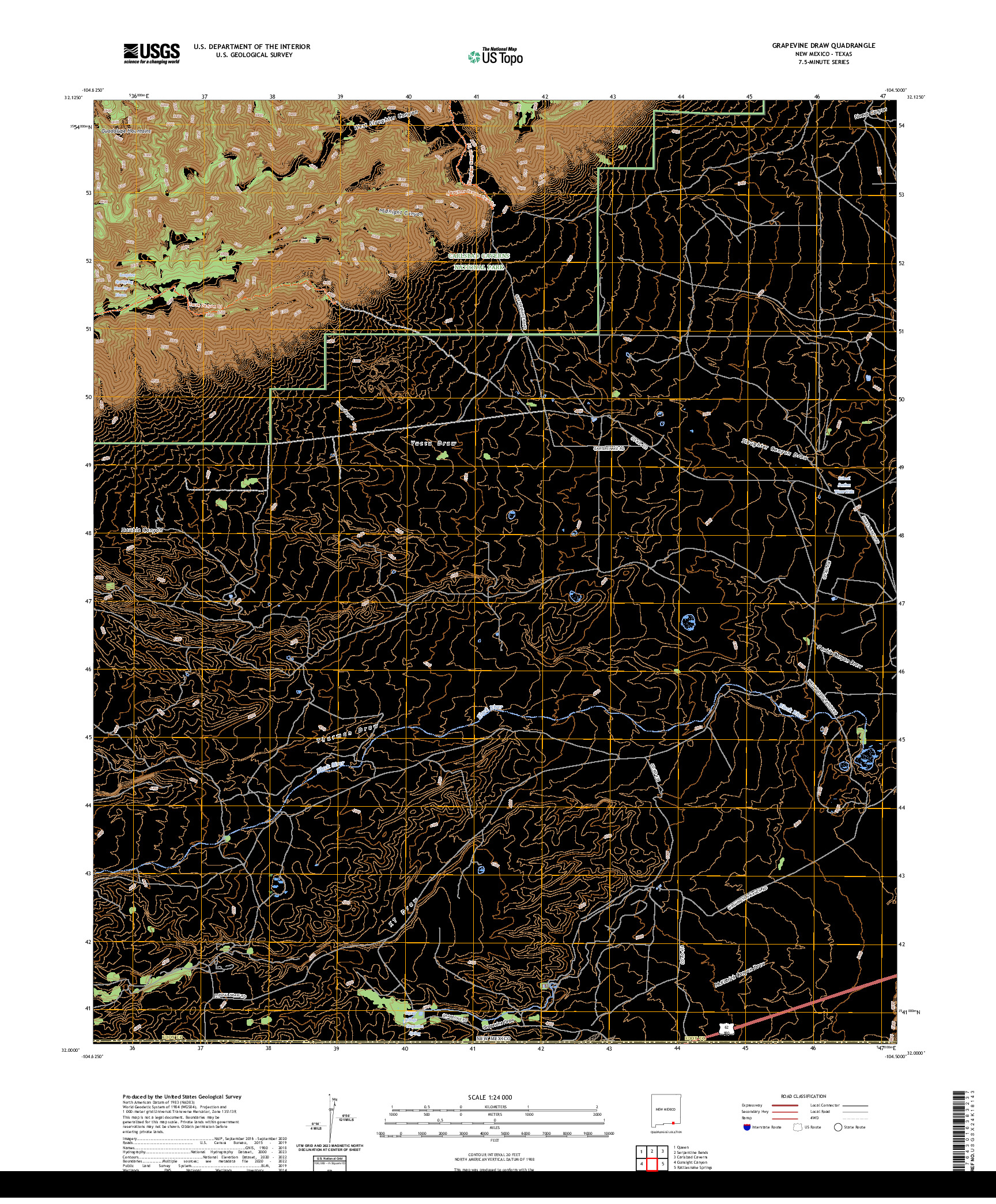 US TOPO 7.5-MINUTE MAP FOR GRAPEVINE DRAW, NM,TX