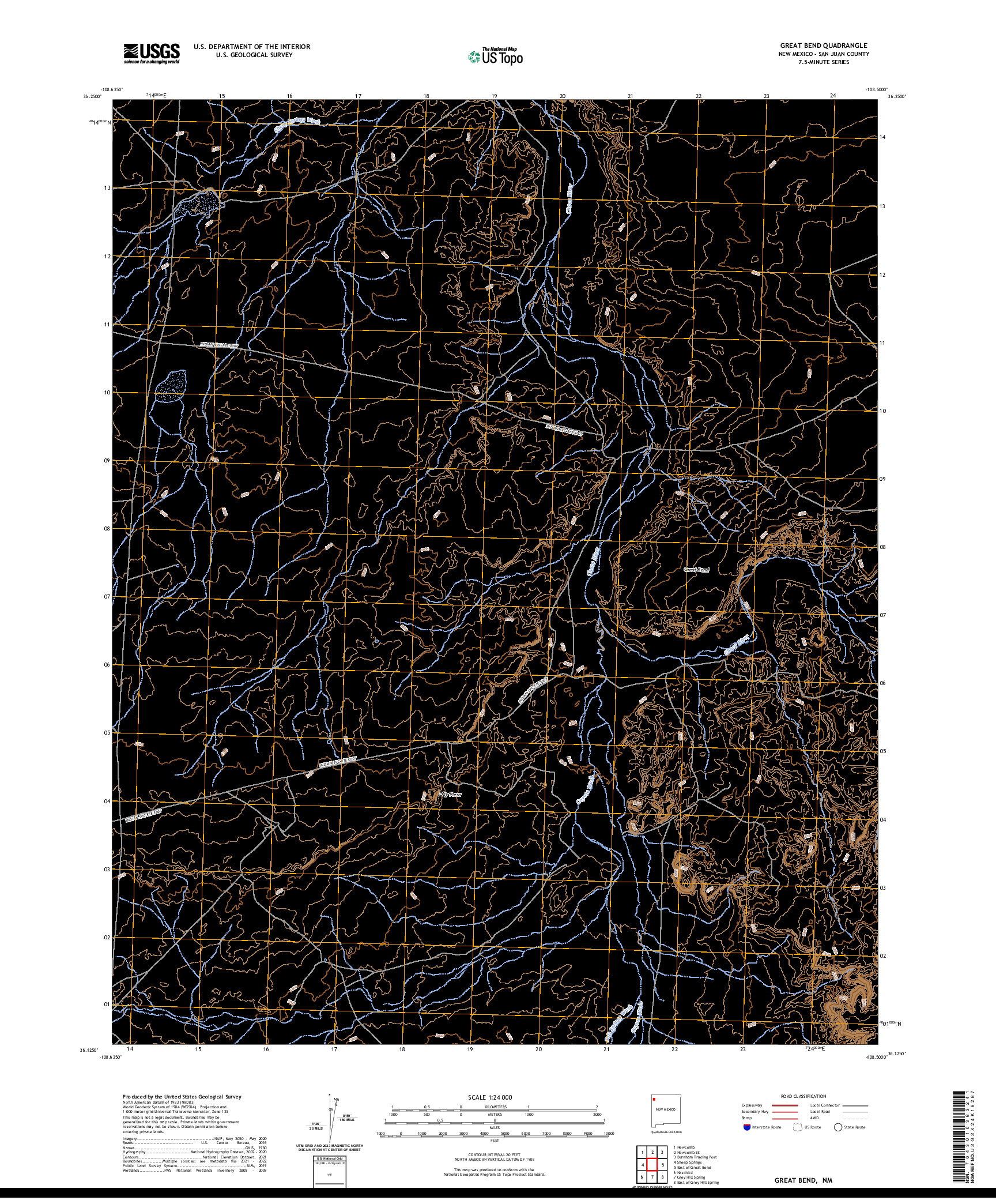 US TOPO 7.5-MINUTE MAP FOR GREAT BEND, NM