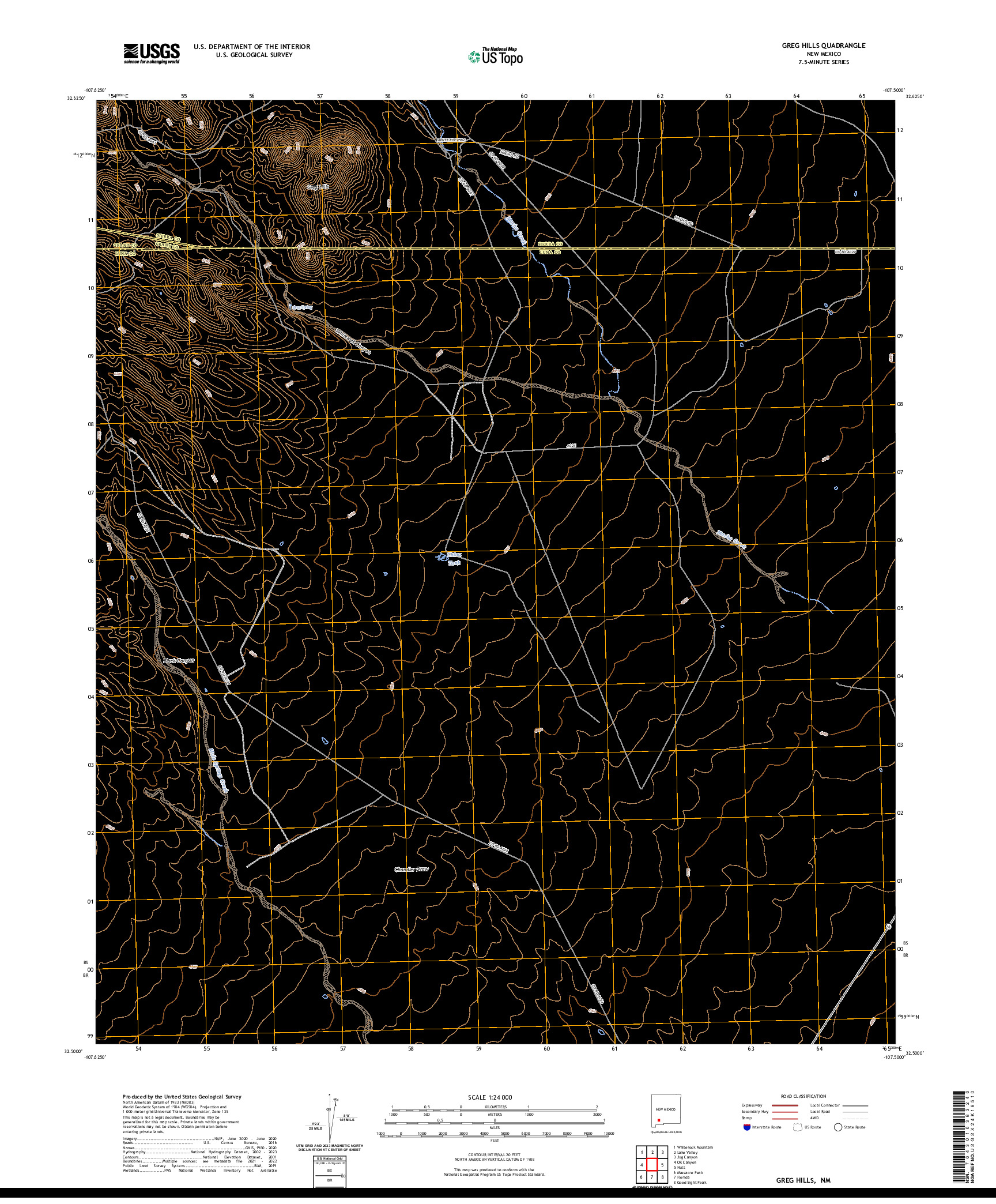 US TOPO 7.5-MINUTE MAP FOR GREG HILLS, NM