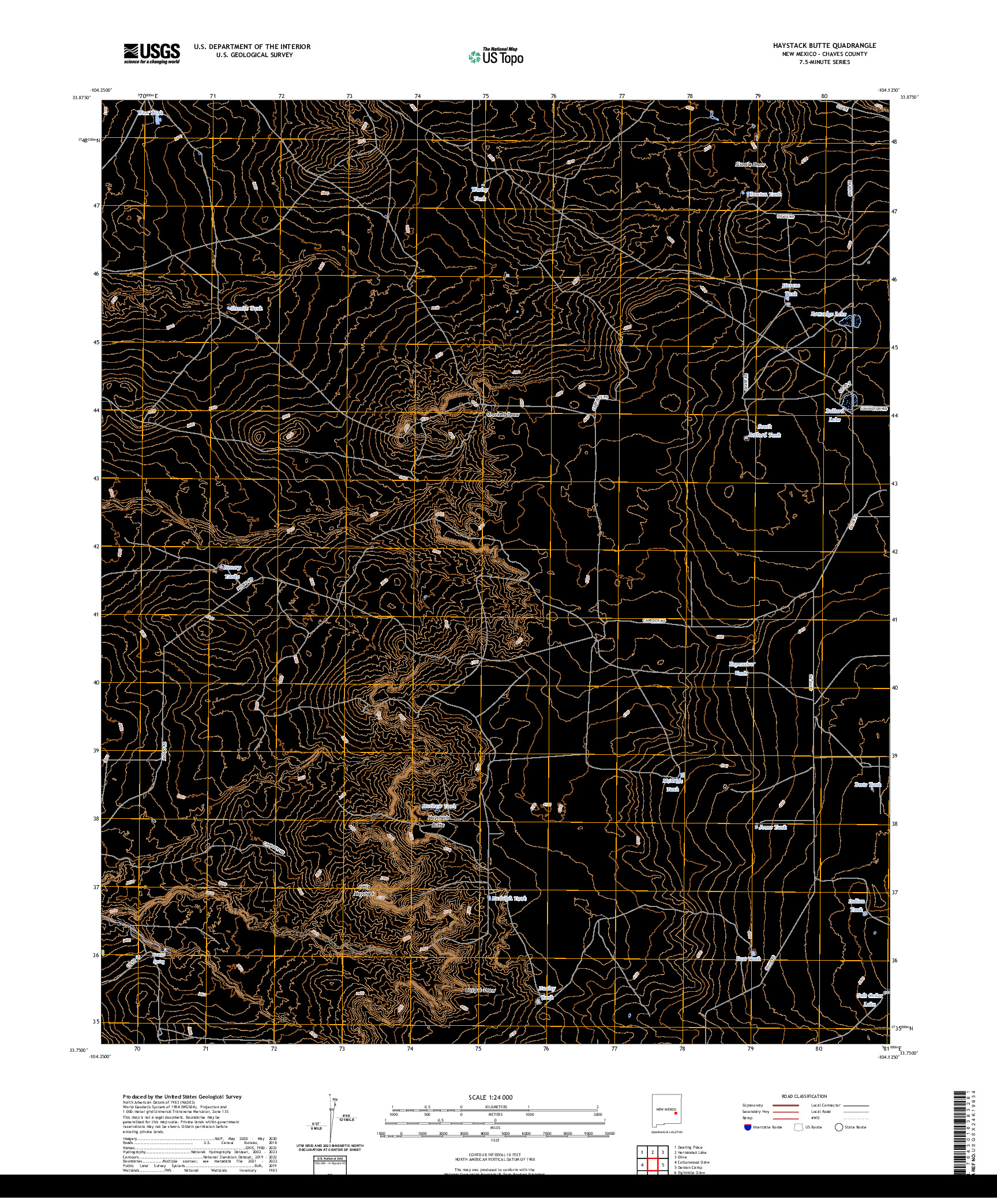 US TOPO 7.5-MINUTE MAP FOR HAYSTACK BUTTE, NM