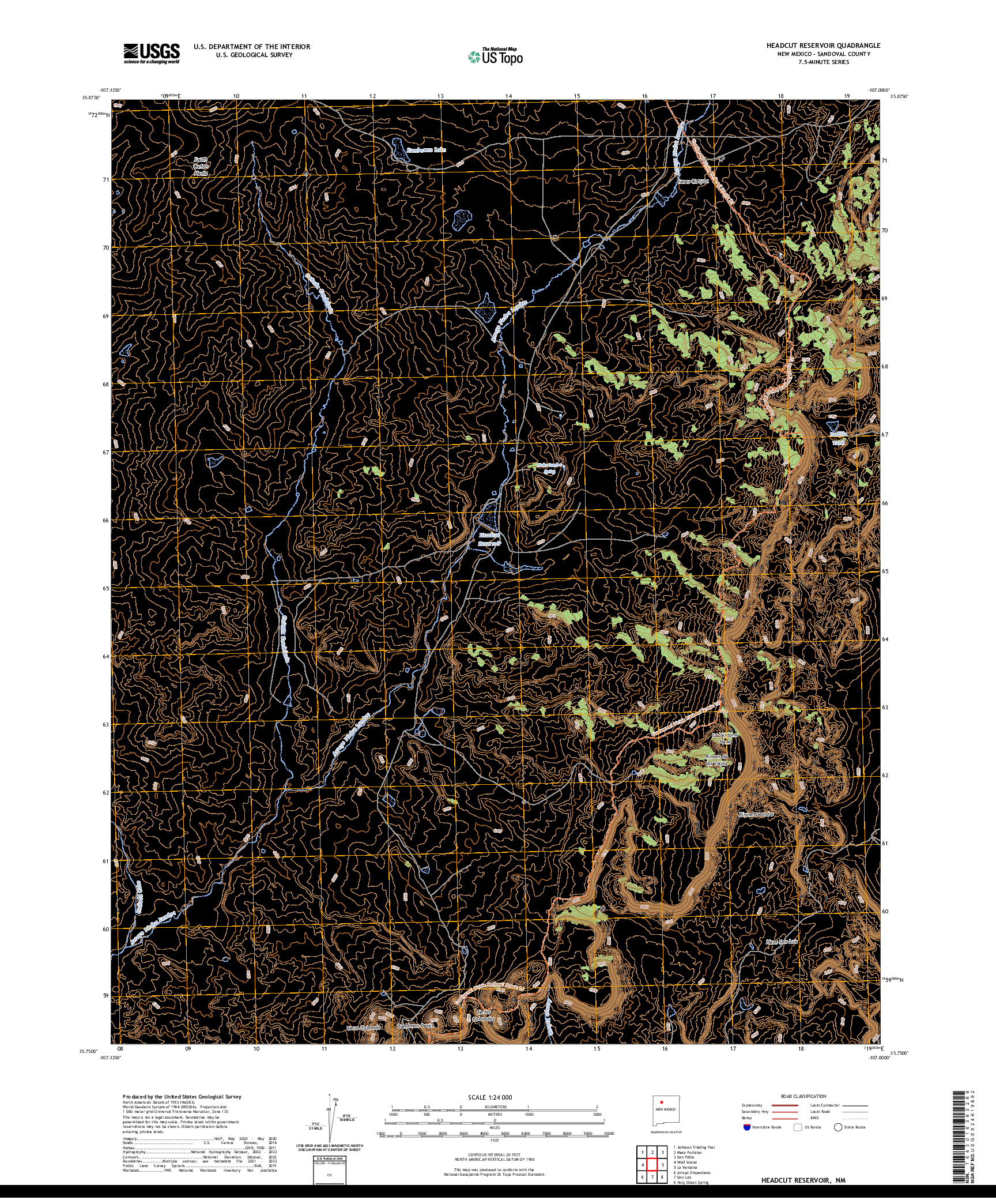 US TOPO 7.5-MINUTE MAP FOR HEADCUT RESERVOIR, NM