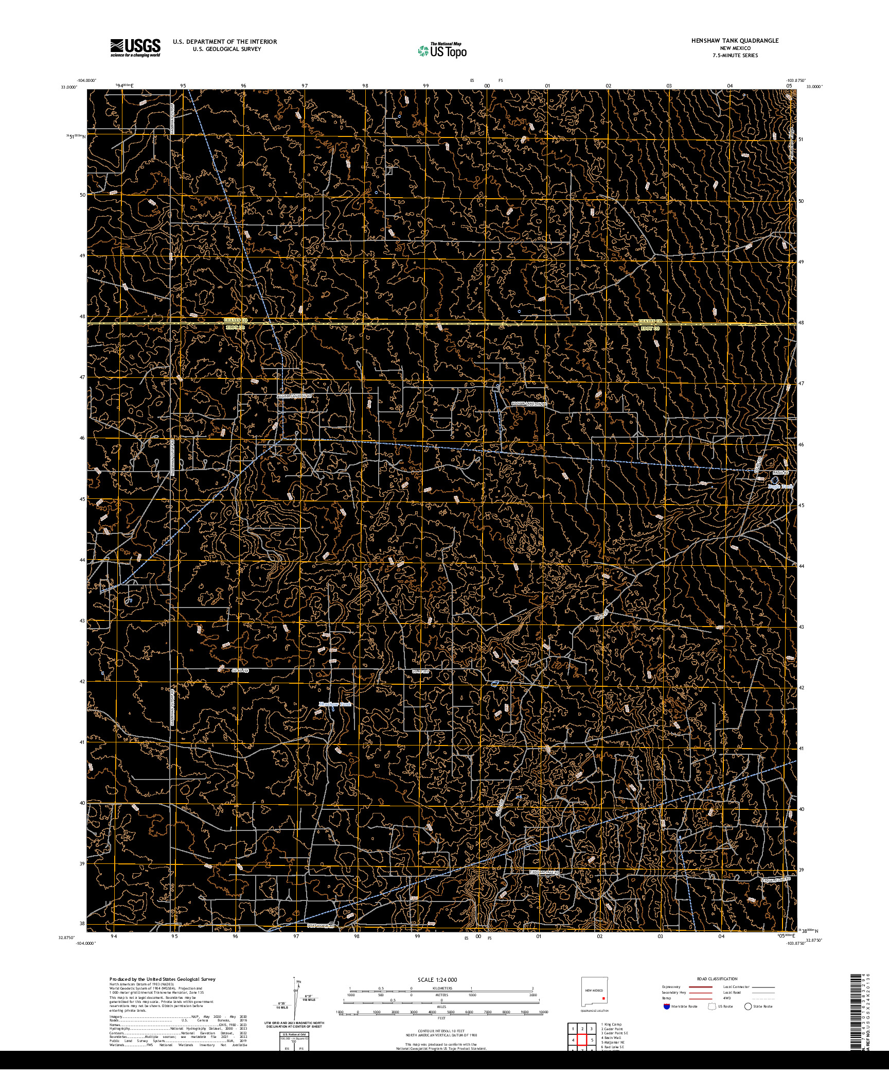 US TOPO 7.5-MINUTE MAP FOR HENSHAW TANK, NM