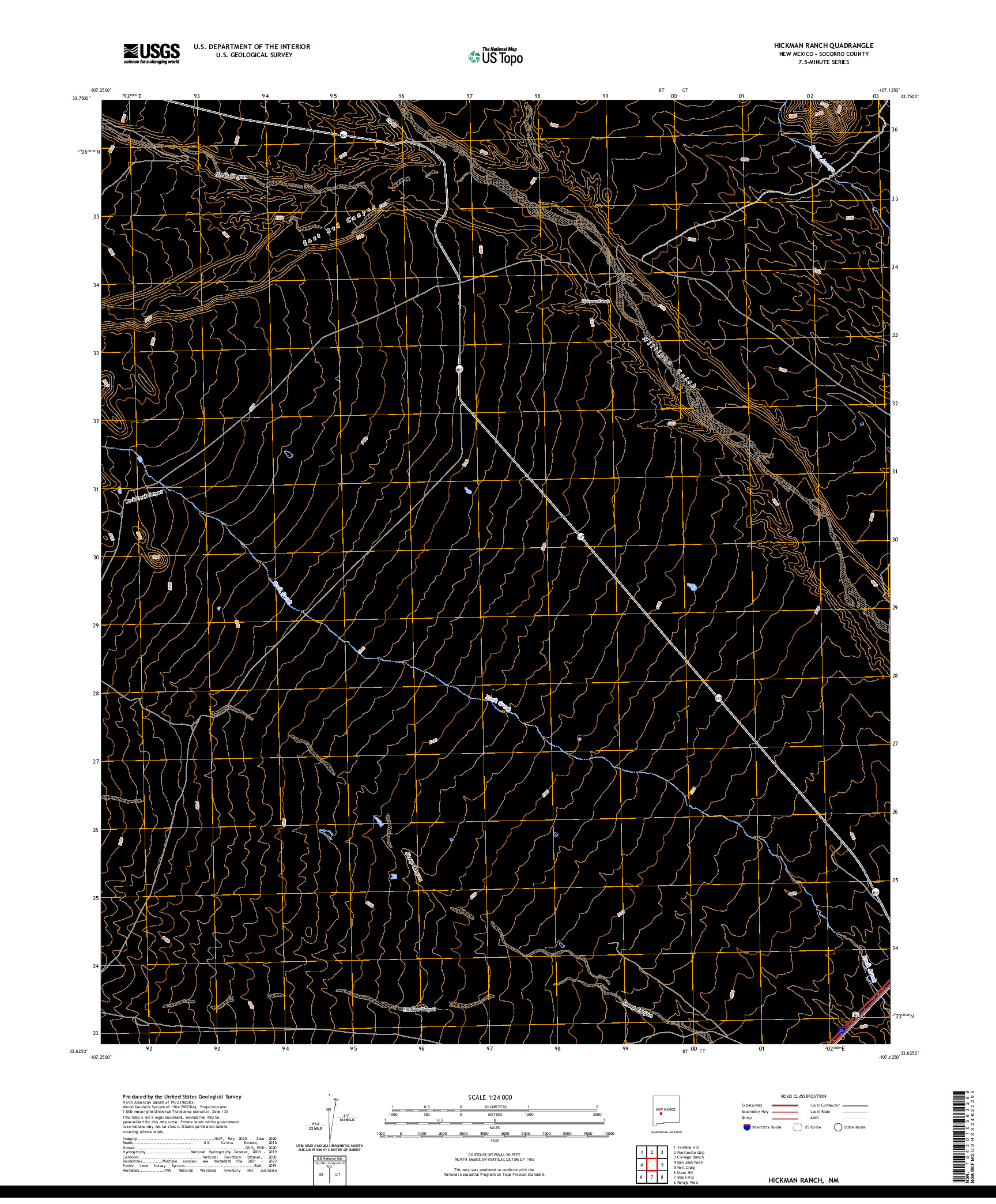 US TOPO 7.5-MINUTE MAP FOR HICKMAN RANCH, NM