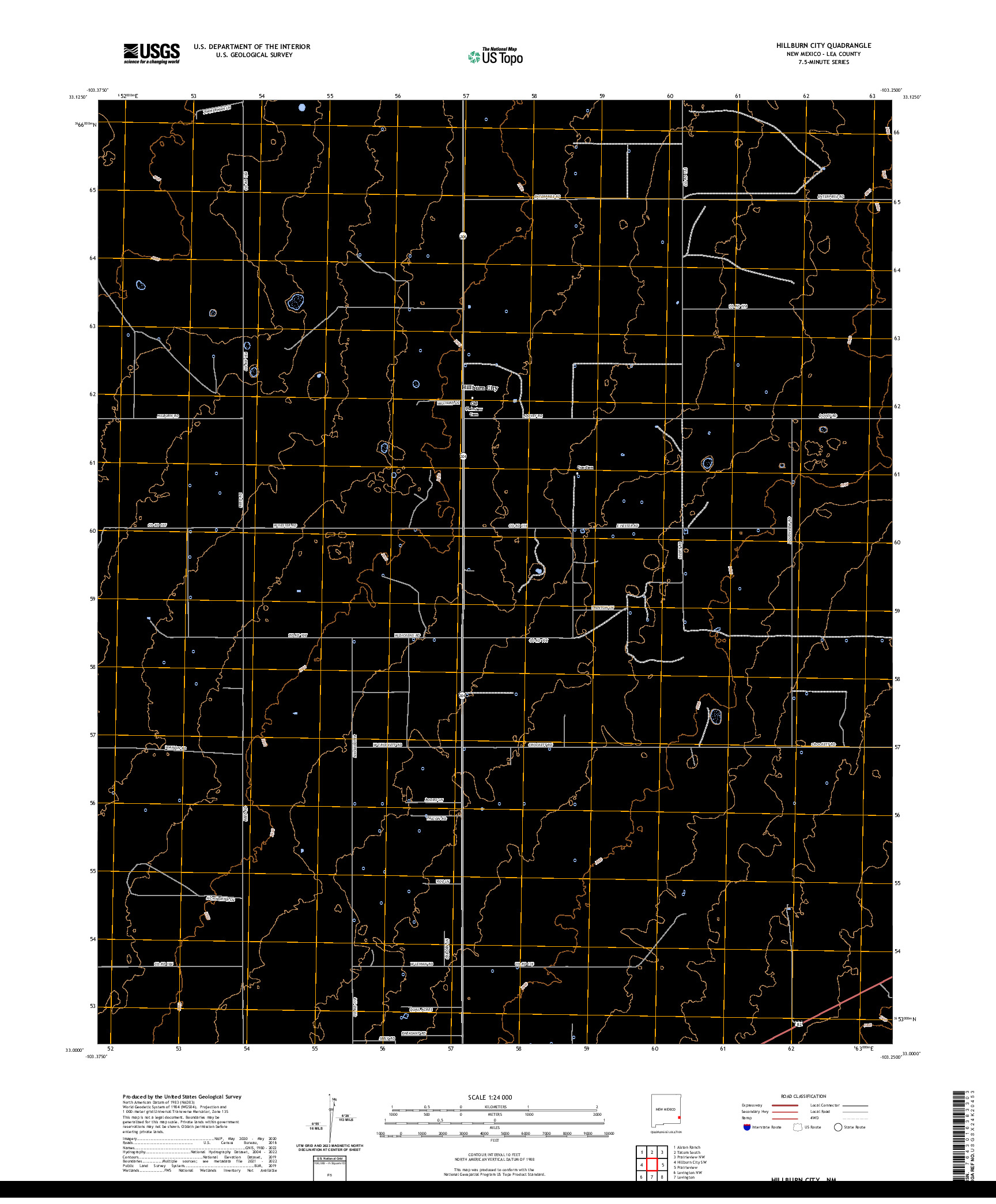 US TOPO 7.5-MINUTE MAP FOR HILLBURN CITY, NM