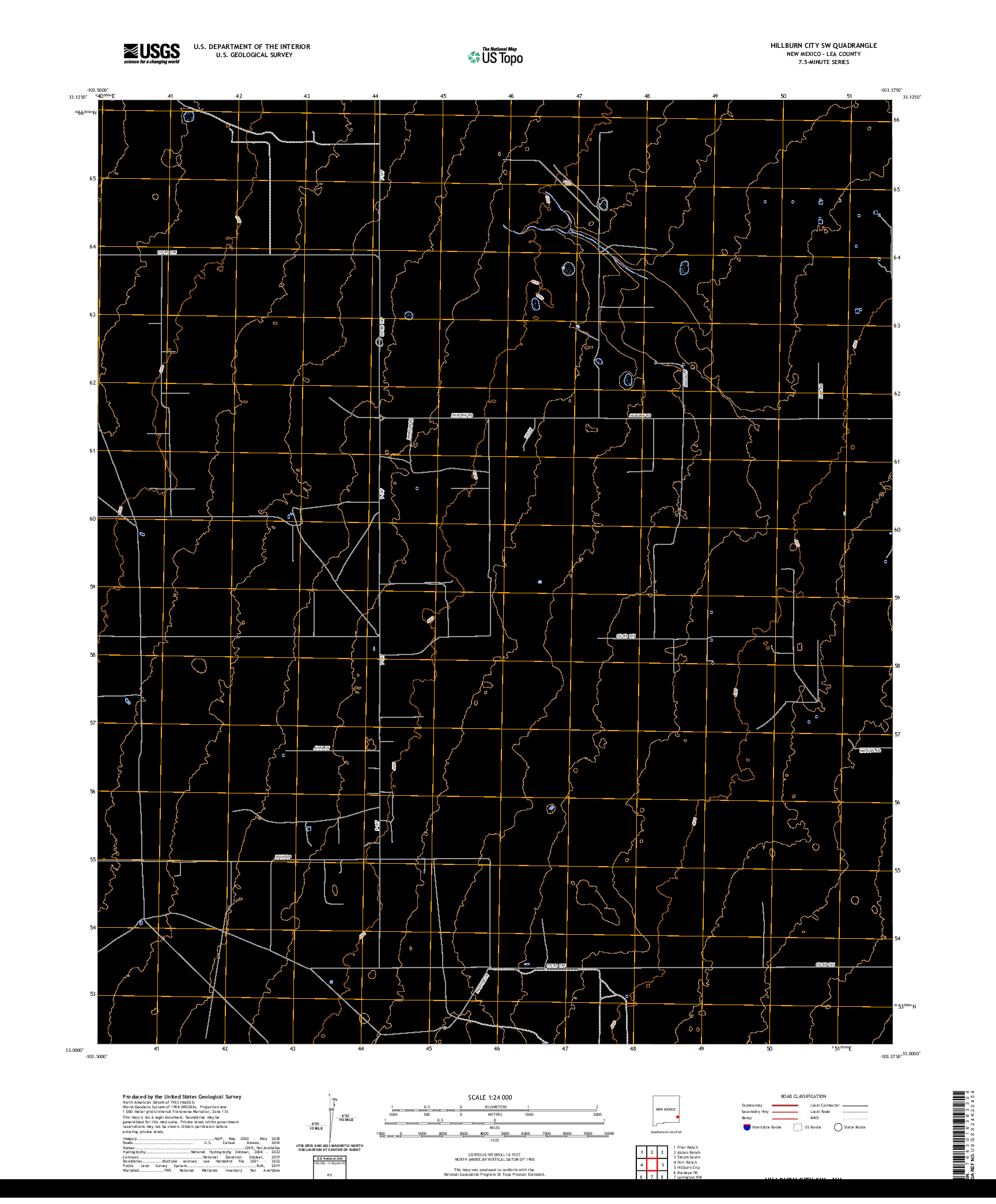 US TOPO 7.5-MINUTE MAP FOR HILLBURN CITY SW, NM