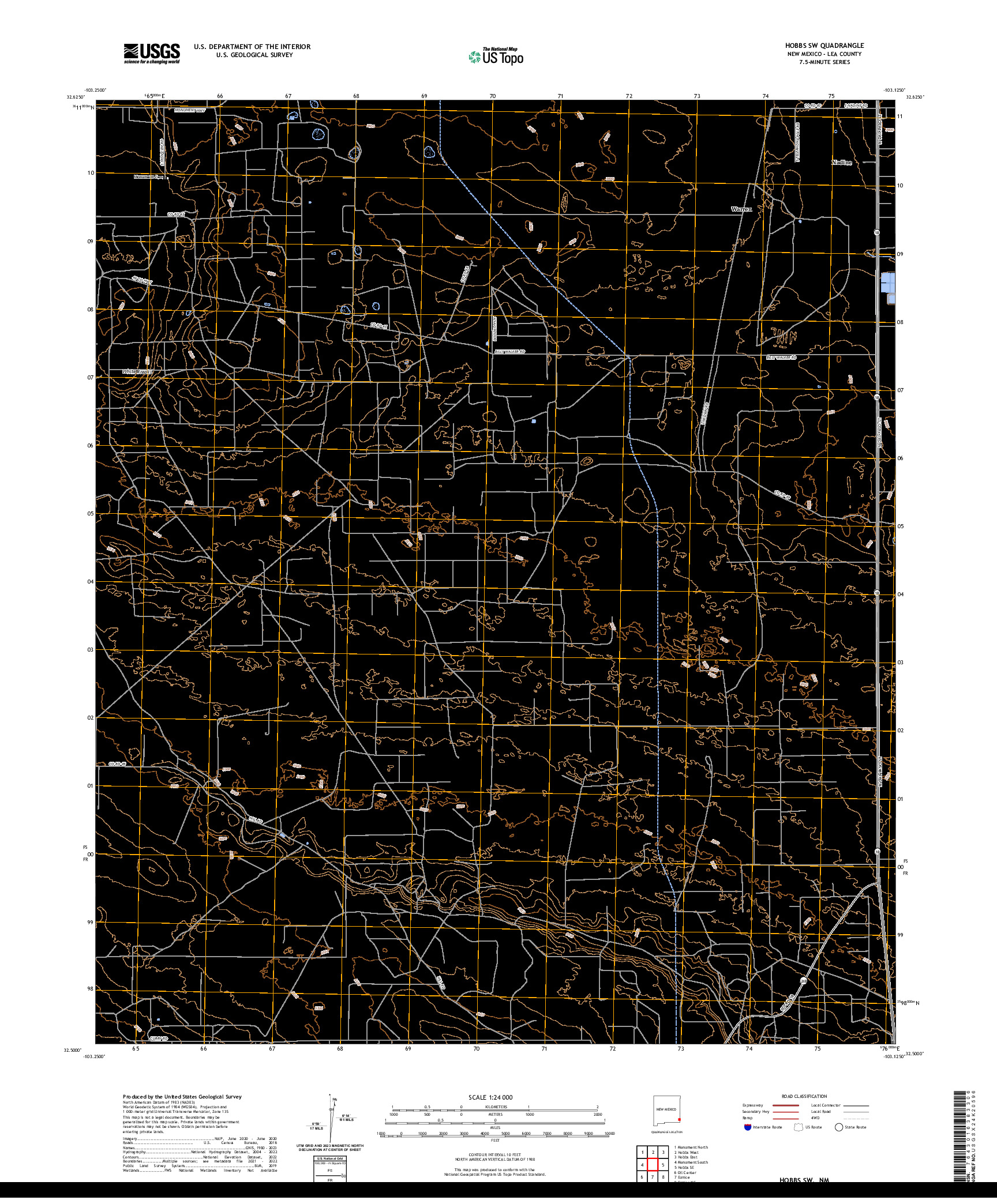 US TOPO 7.5-MINUTE MAP FOR HOBBS SW, NM