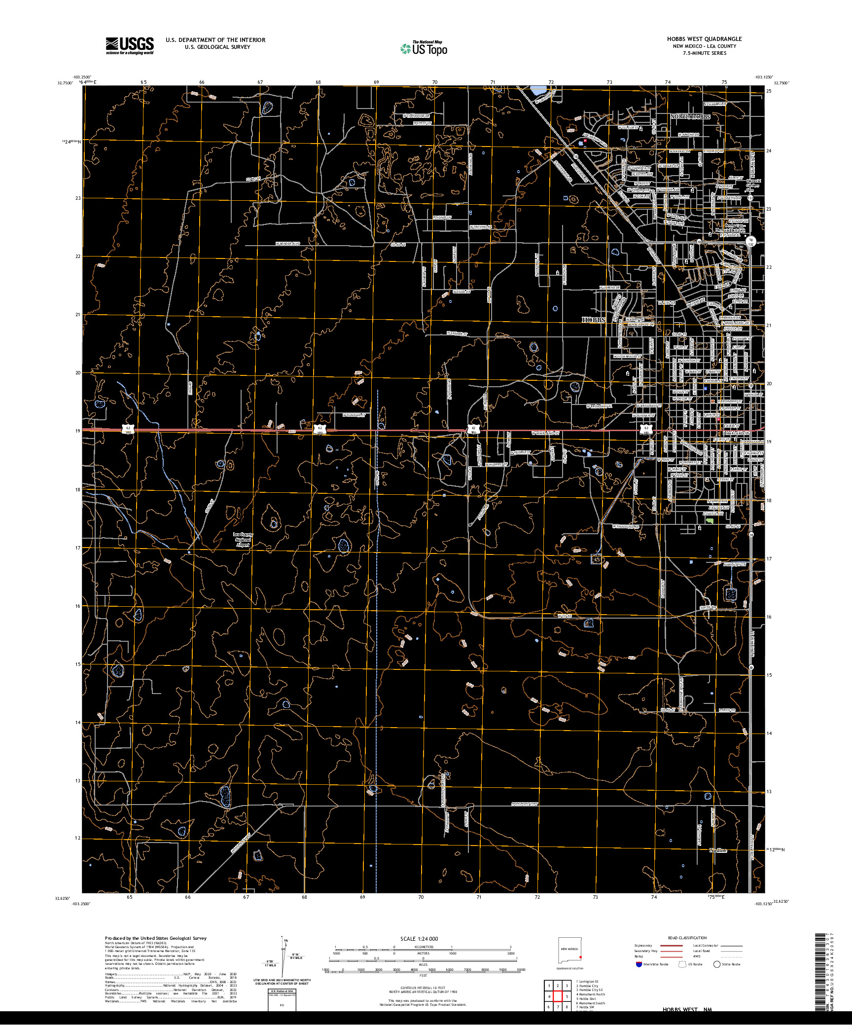 US TOPO 7.5-MINUTE MAP FOR HOBBS WEST, NM