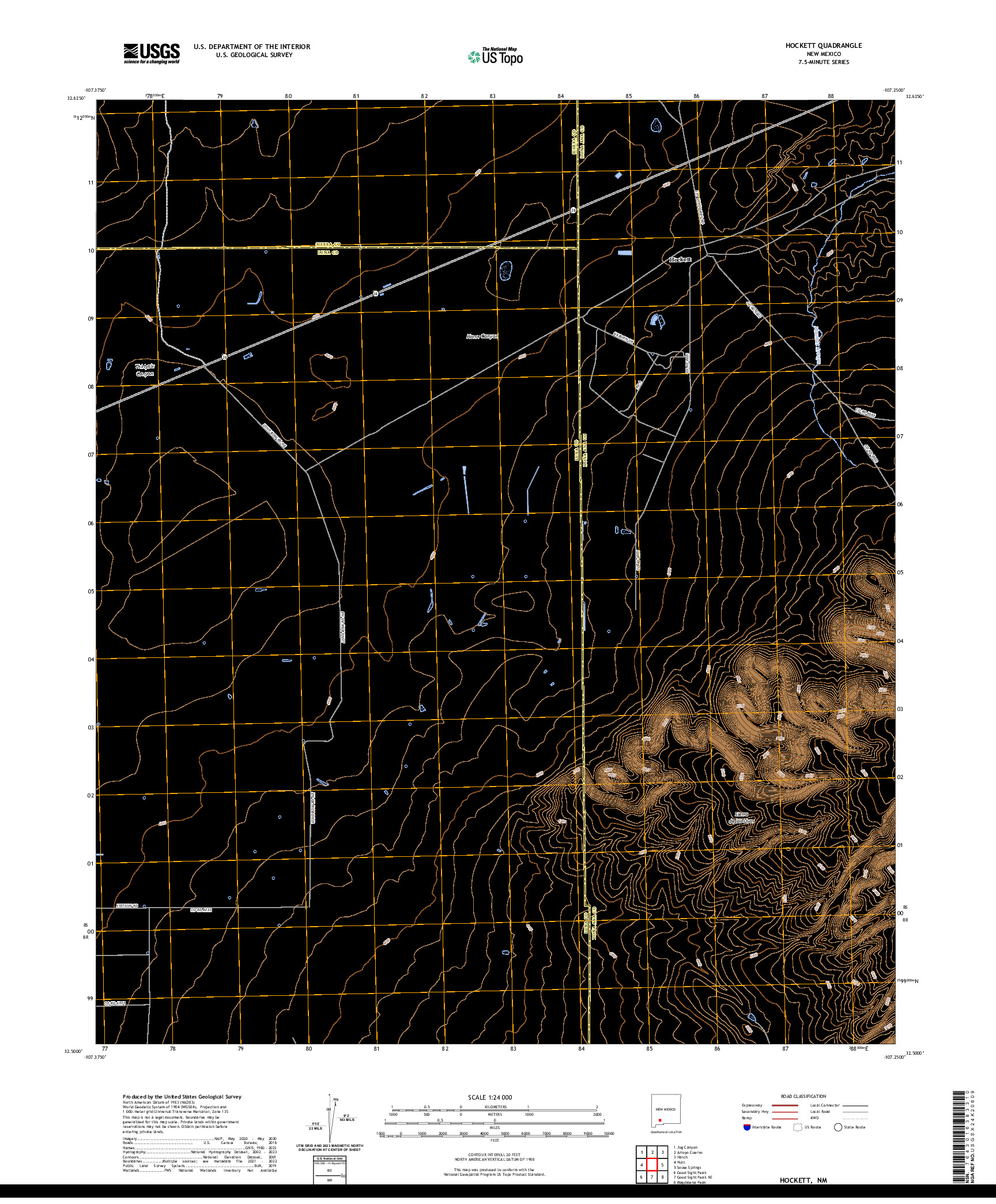 US TOPO 7.5-MINUTE MAP FOR HOCKETT, NM