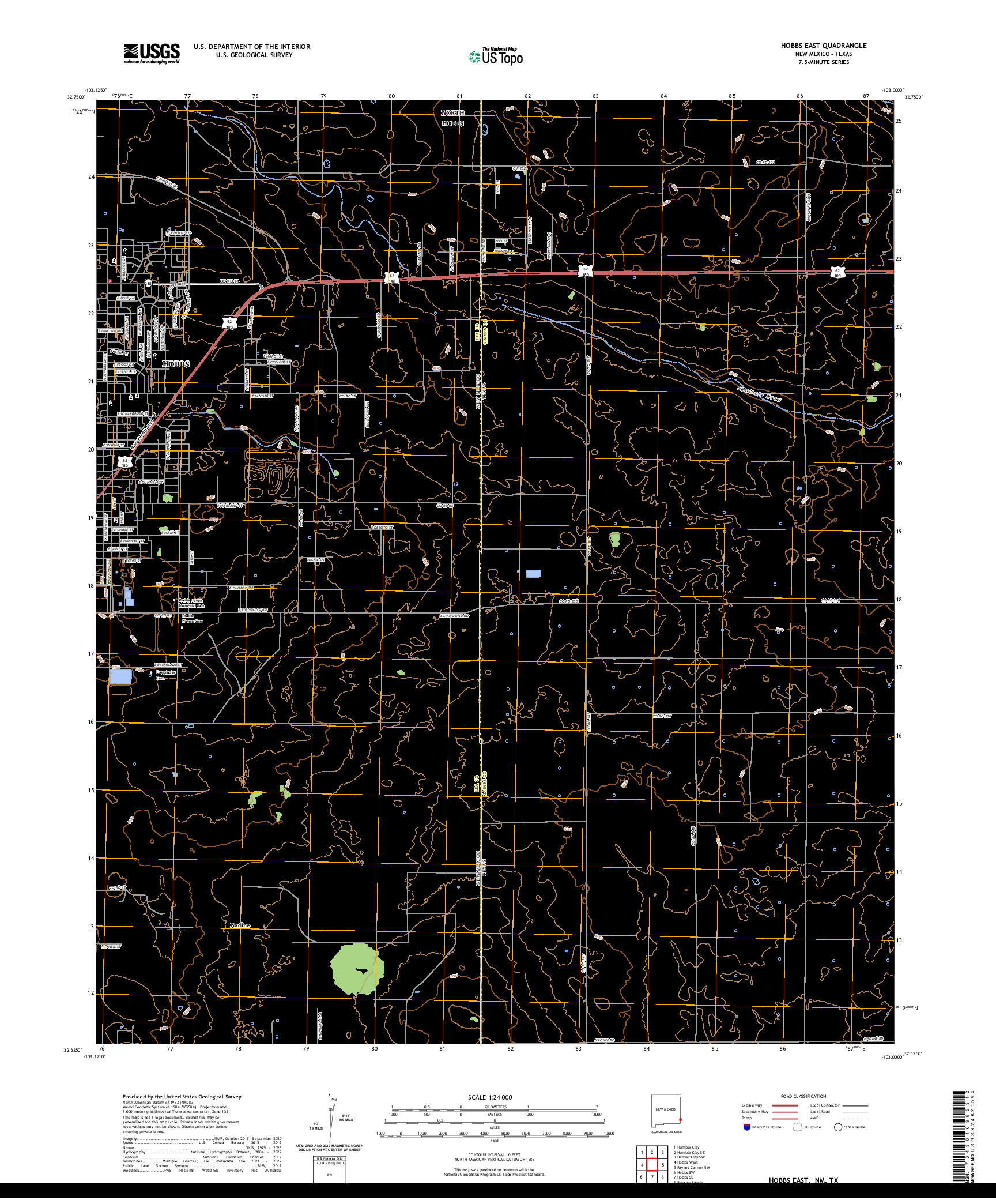 US TOPO 7.5-MINUTE MAP FOR HOBBS EAST, NM,TX