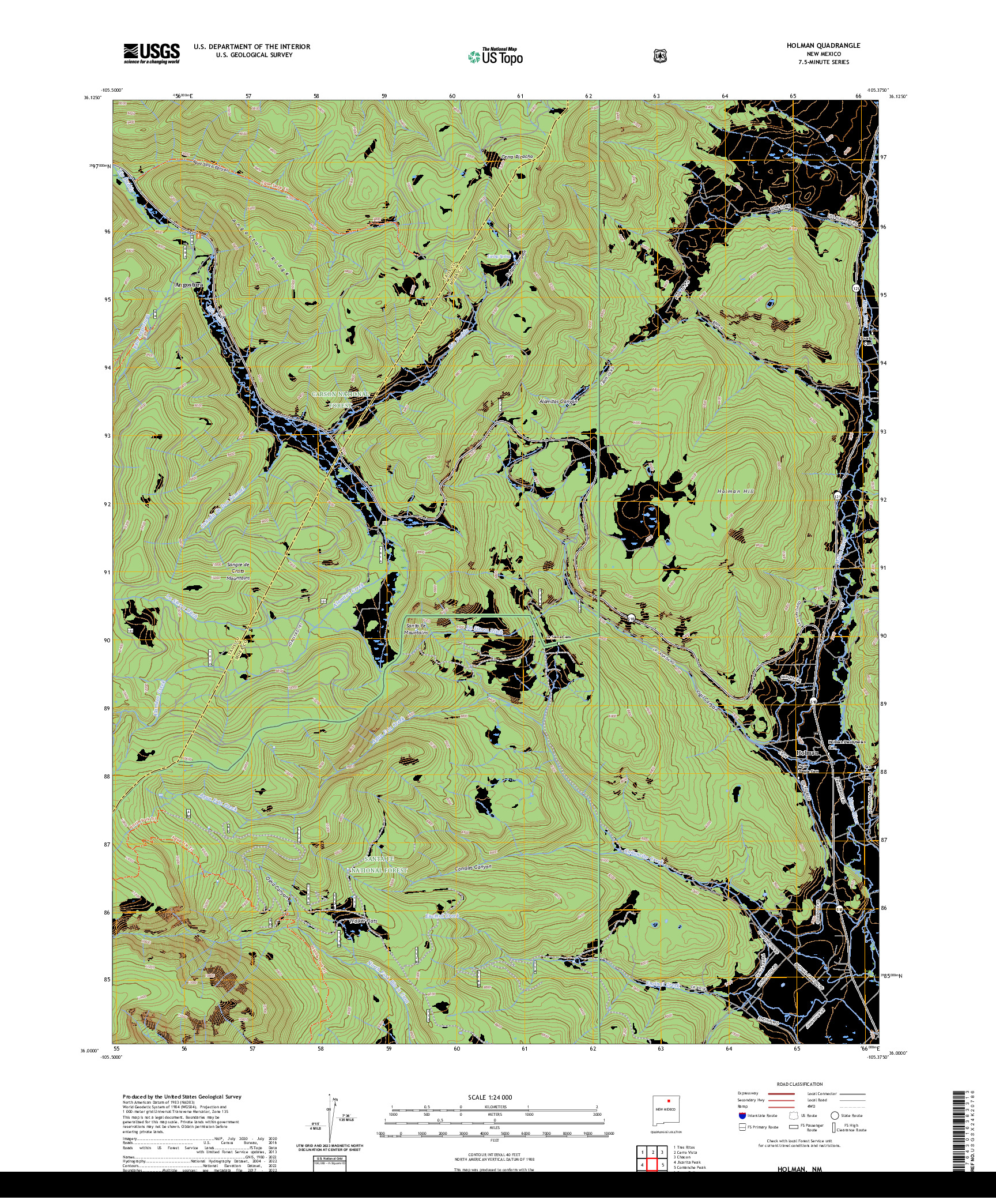 US TOPO 7.5-MINUTE MAP FOR HOLMAN, NM