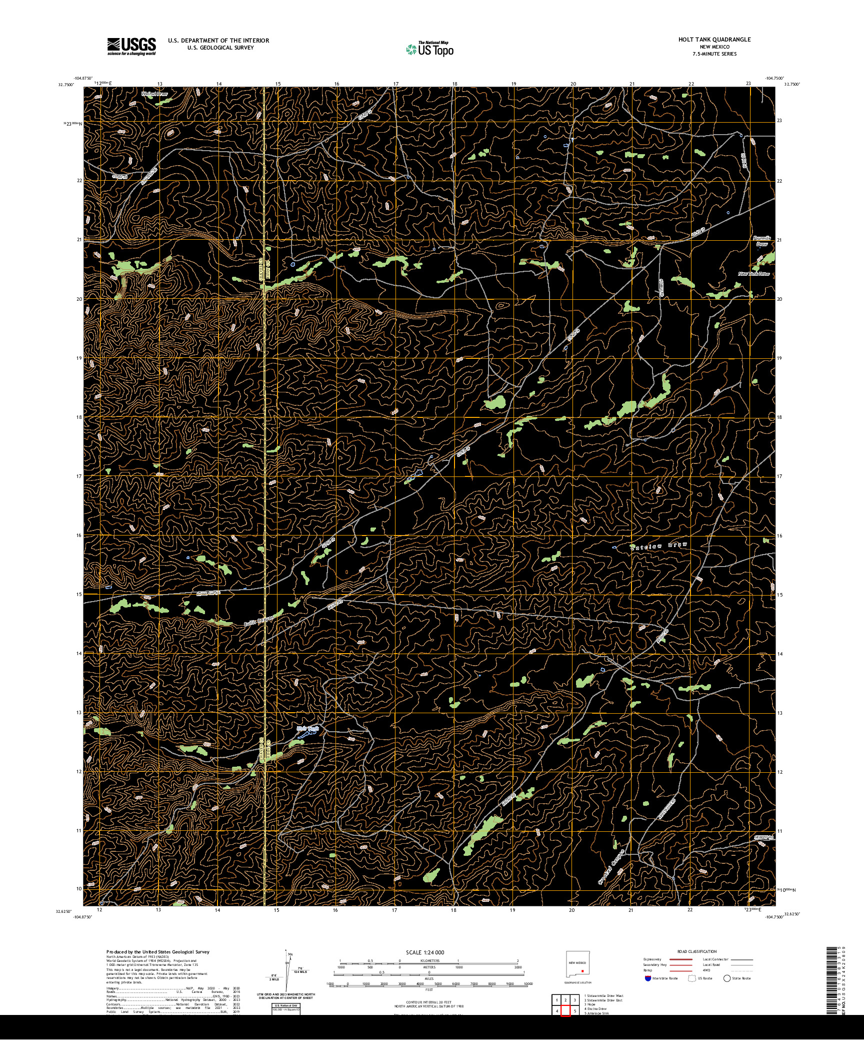 US TOPO 7.5-MINUTE MAP FOR HOLT TANK, NM