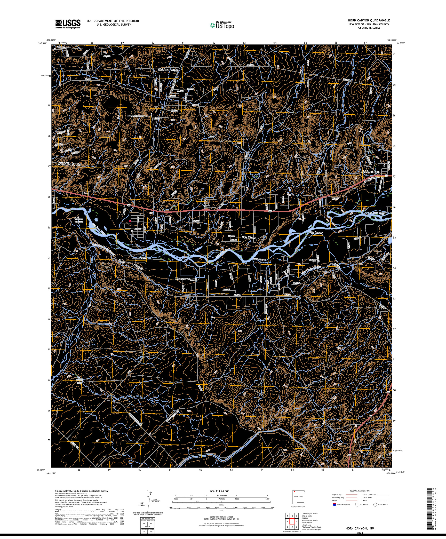 US TOPO 7.5-MINUTE MAP FOR HORN CANYON, NM