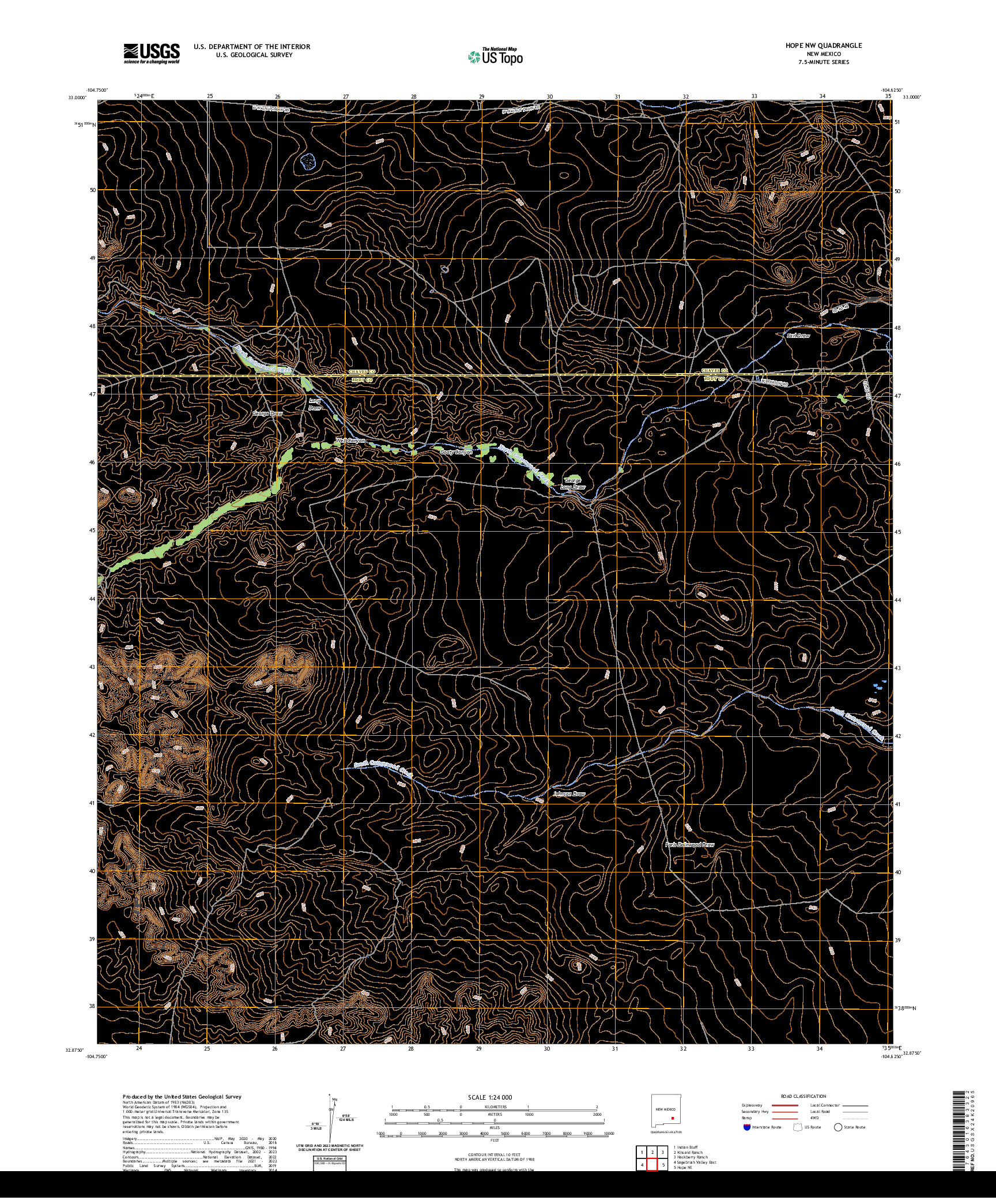 US TOPO 7.5-MINUTE MAP FOR HOPE NW, NM