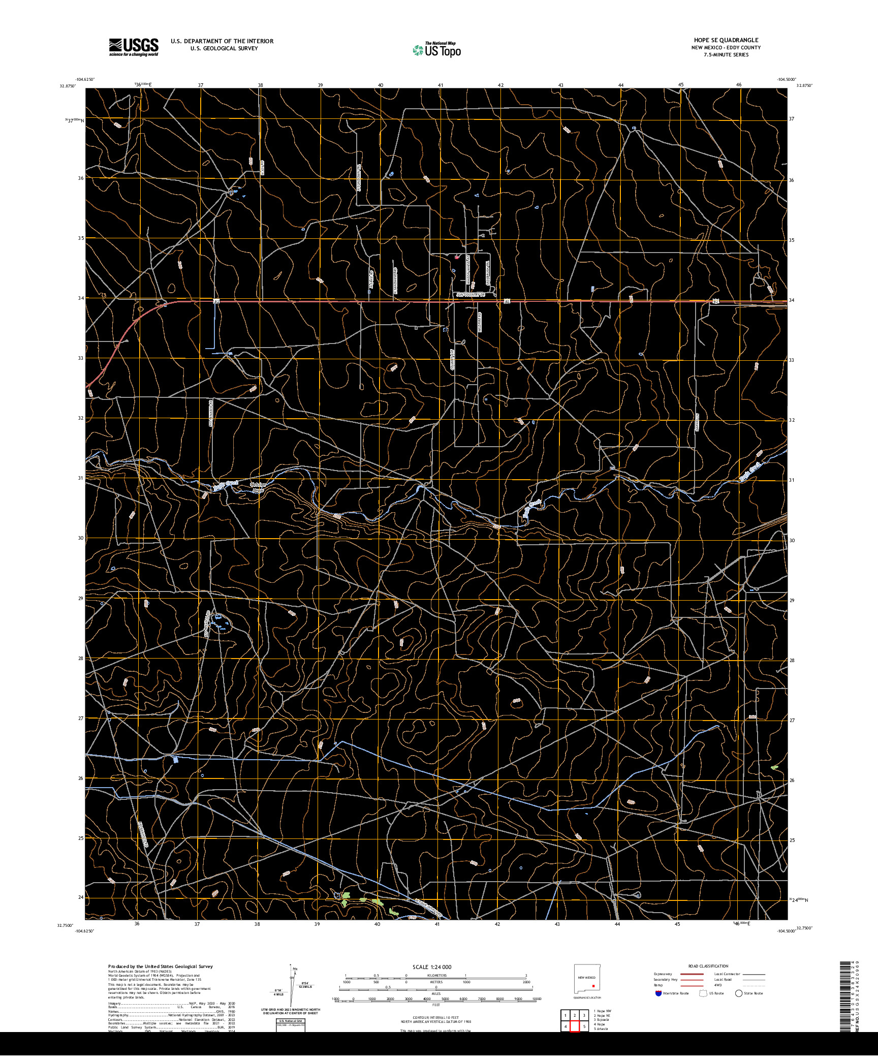 US TOPO 7.5-MINUTE MAP FOR HOPE SE, NM