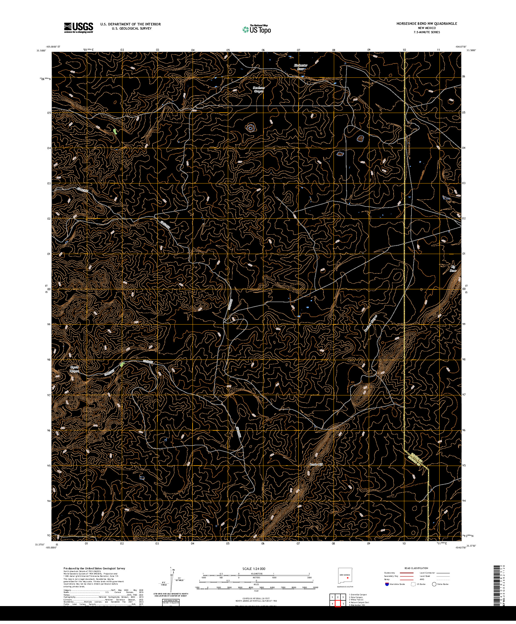 US TOPO 7.5-MINUTE MAP FOR HORSESHOE BEND NW, NM