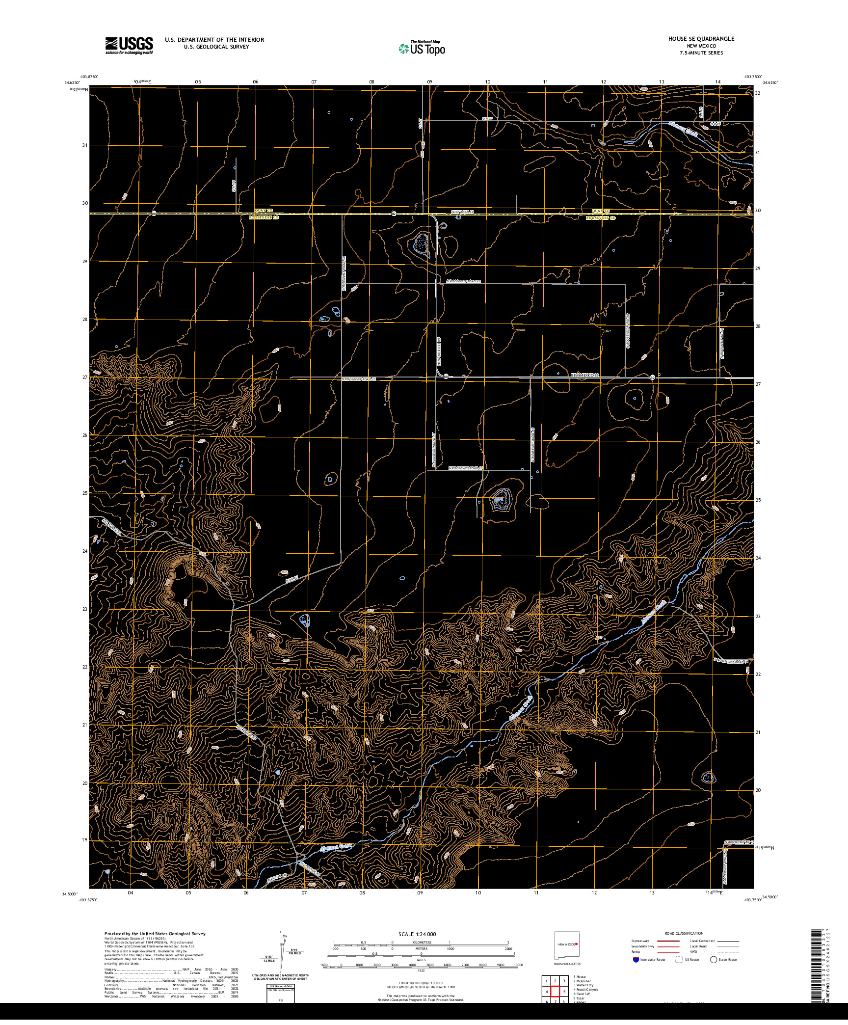 US TOPO 7.5-MINUTE MAP FOR HOUSE SE, NM