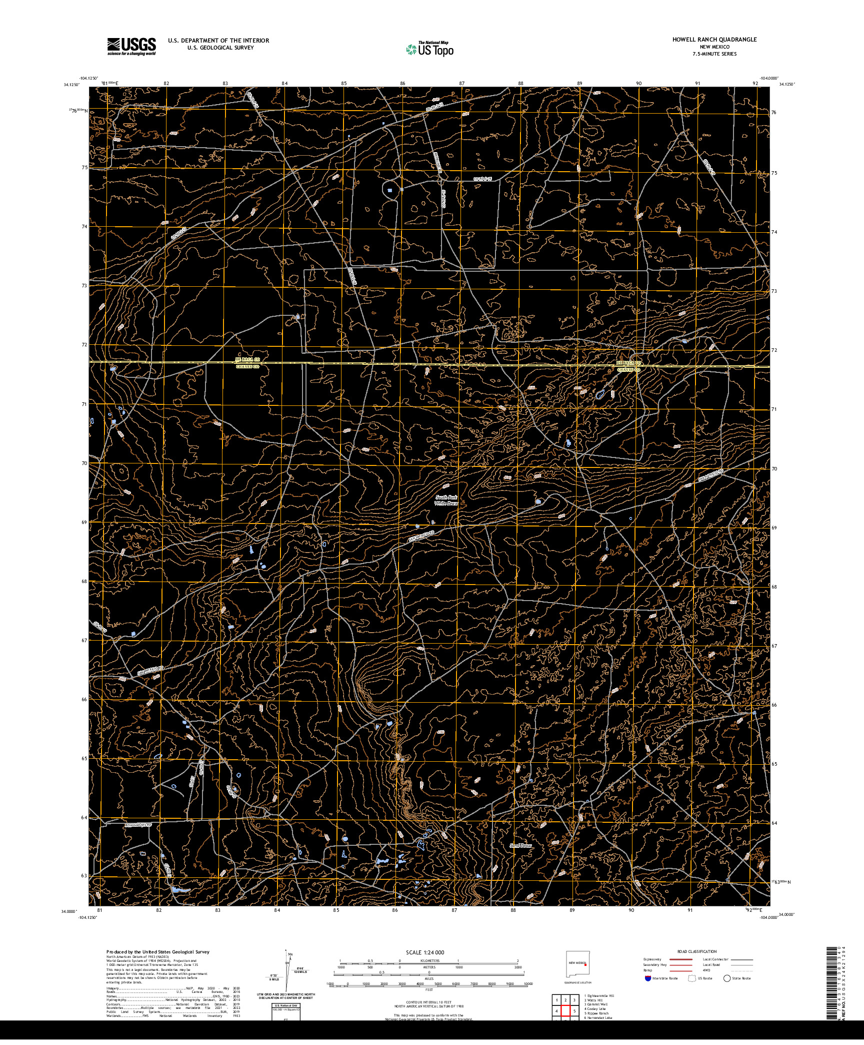 US TOPO 7.5-MINUTE MAP FOR HOWELL RANCH, NM