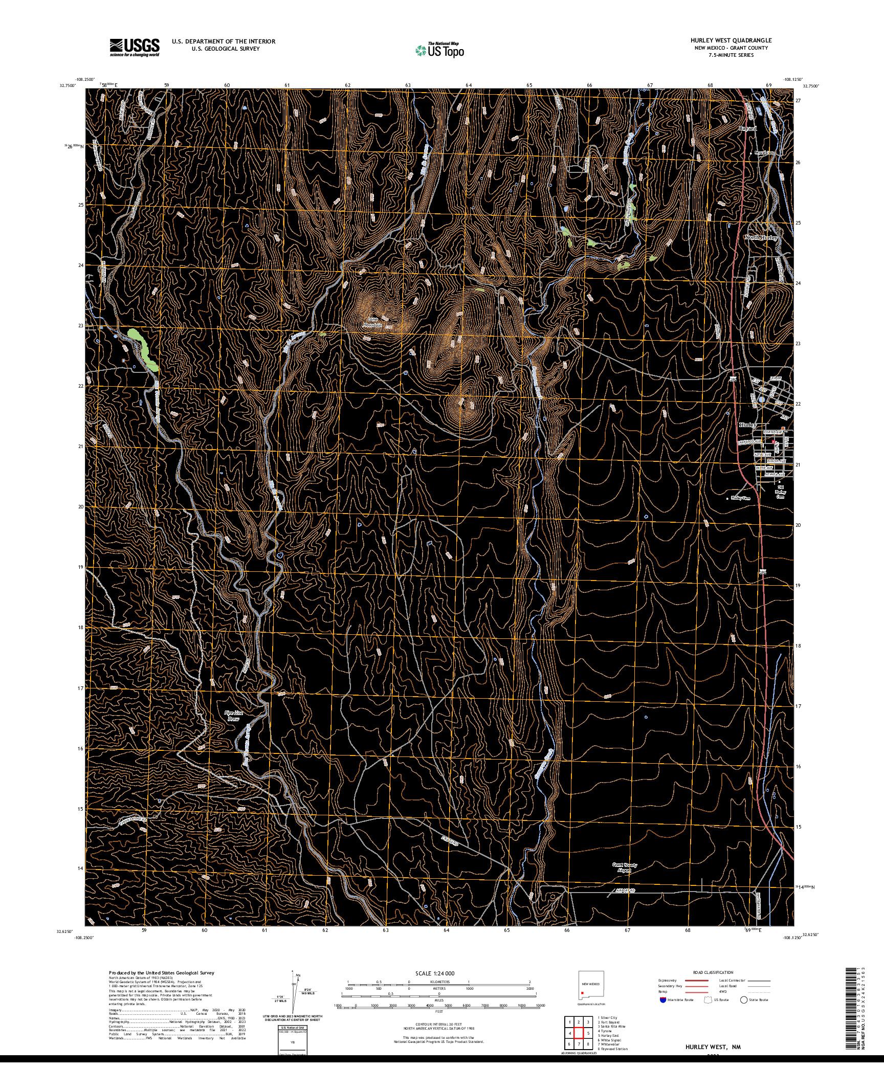 US TOPO 7.5-MINUTE MAP FOR HURLEY WEST, NM