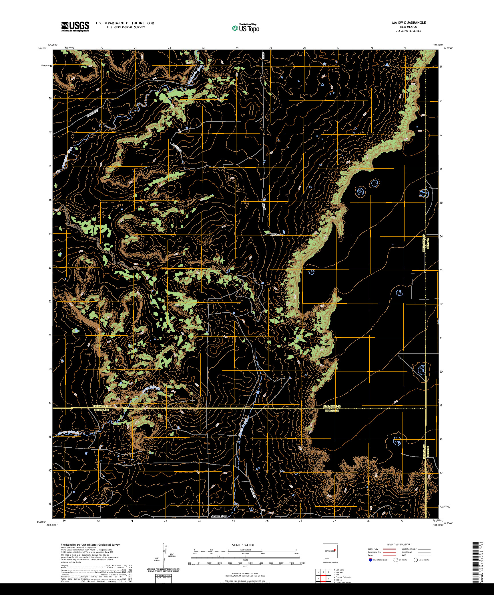 US TOPO 7.5-MINUTE MAP FOR IMA SW, NM