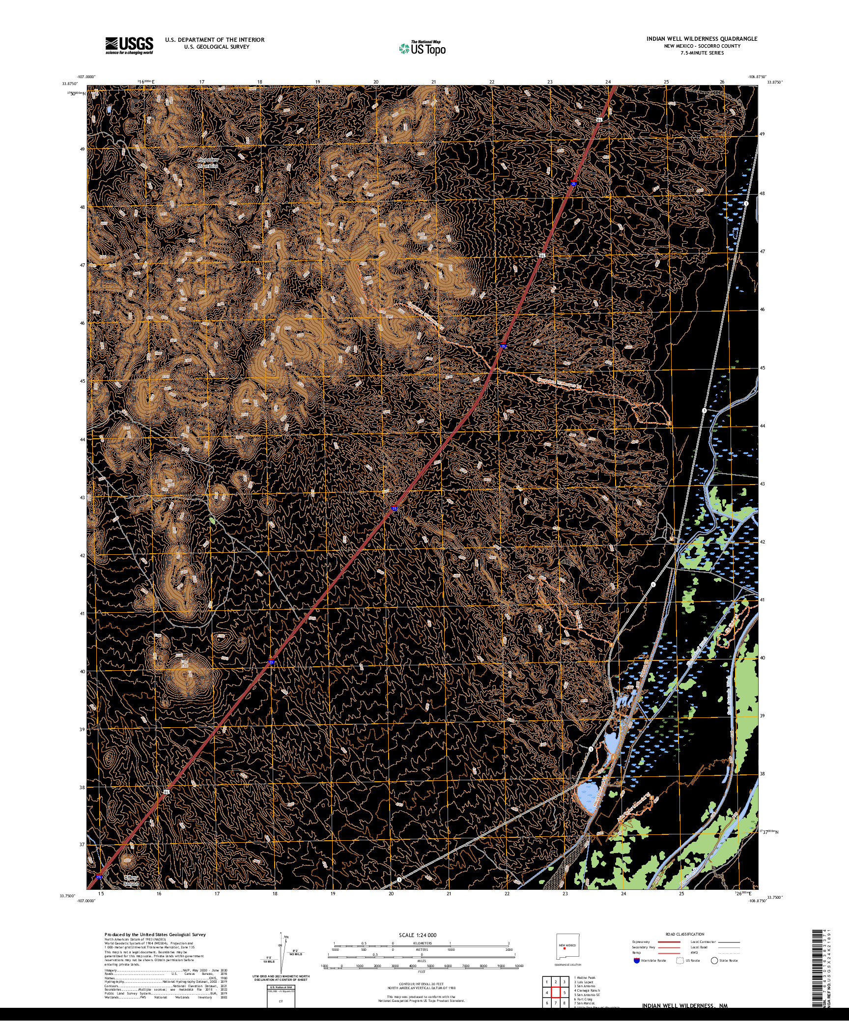 US TOPO 7.5-MINUTE MAP FOR INDIAN WELL WILDERNESS, NM