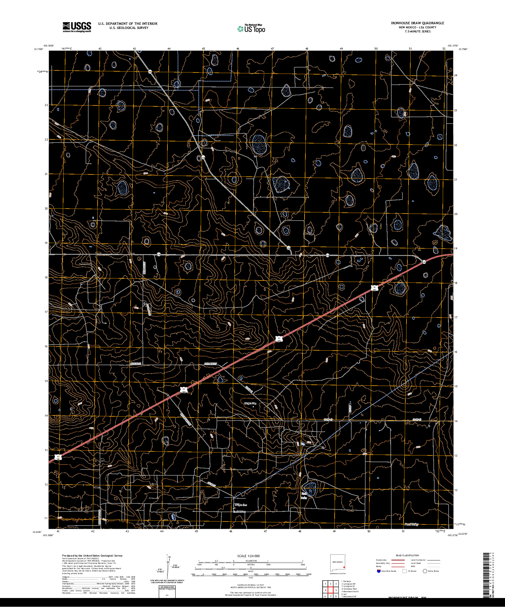 US TOPO 7.5-MINUTE MAP FOR IRONHOUSE DRAW, NM