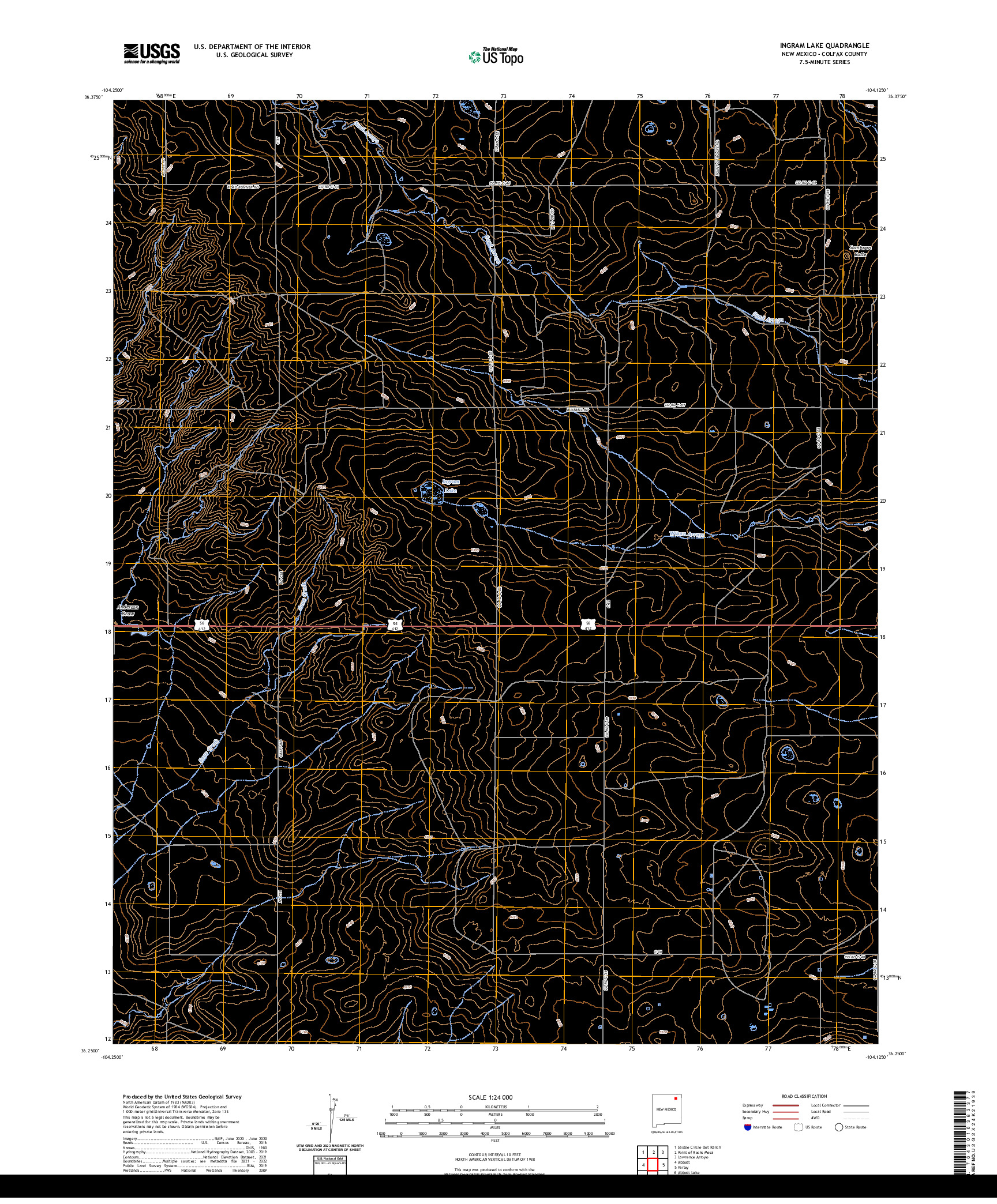 US TOPO 7.5-MINUTE MAP FOR INGRAM LAKE, NM