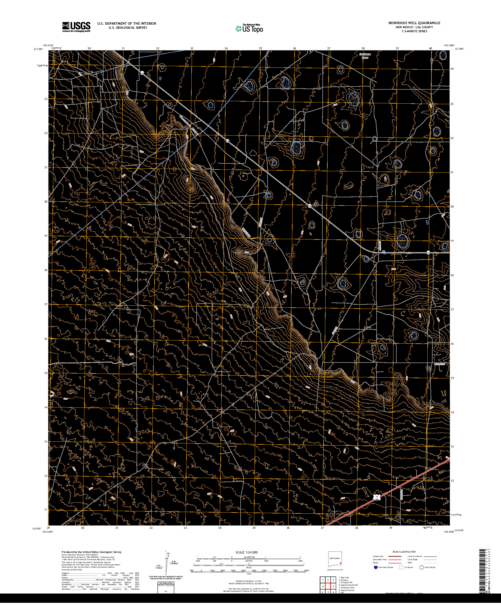 US TOPO 7.5-MINUTE MAP FOR IRONHOUSE WELL, NM