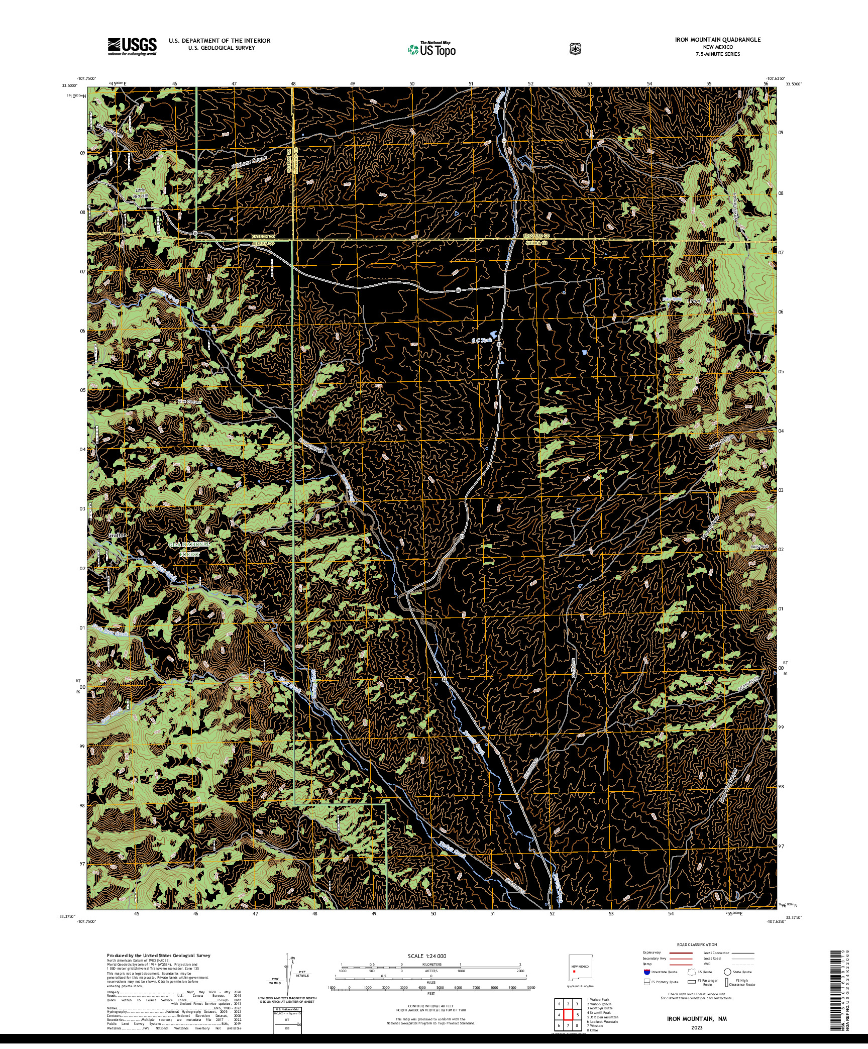 US TOPO 7.5-MINUTE MAP FOR IRON MOUNTAIN, NM