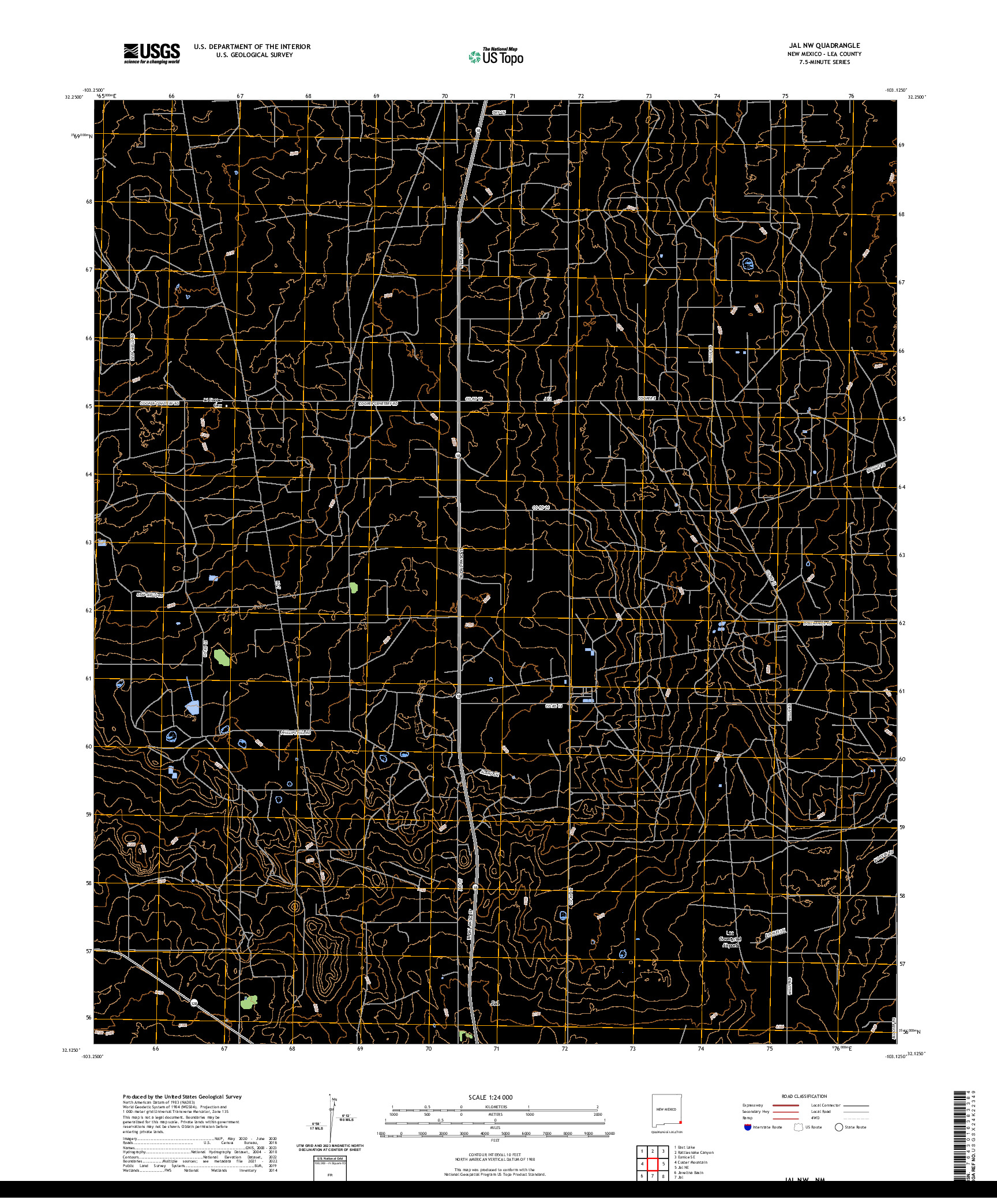 US TOPO 7.5-MINUTE MAP FOR JAL NW, NM