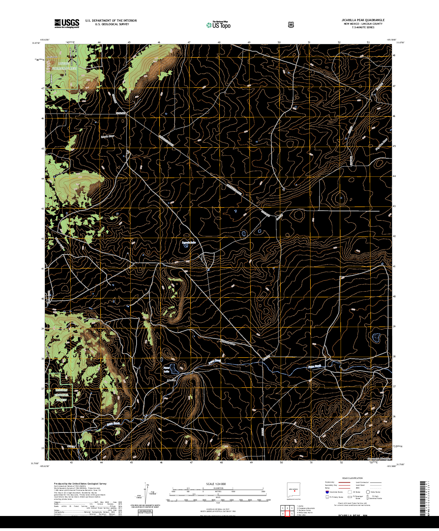 US TOPO 7.5-MINUTE MAP FOR JICARILLA PEAK, NM