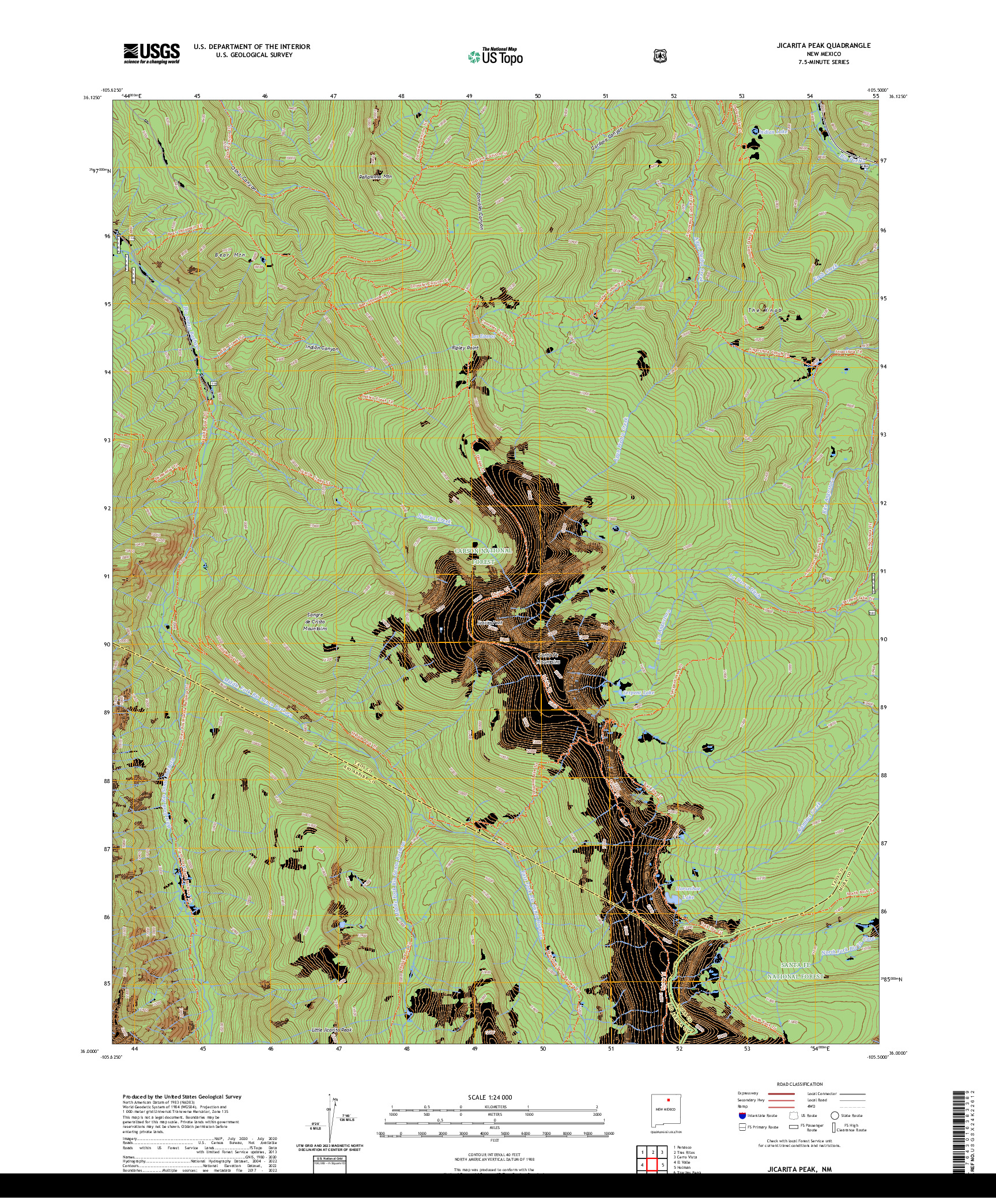 US TOPO 7.5-MINUTE MAP FOR JICARITA PEAK, NM