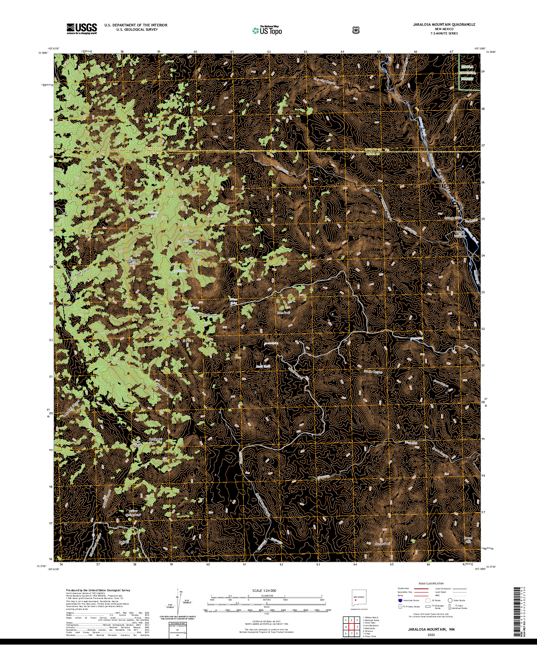 US TOPO 7.5-MINUTE MAP FOR JARALOSA MOUNTAIN, NM