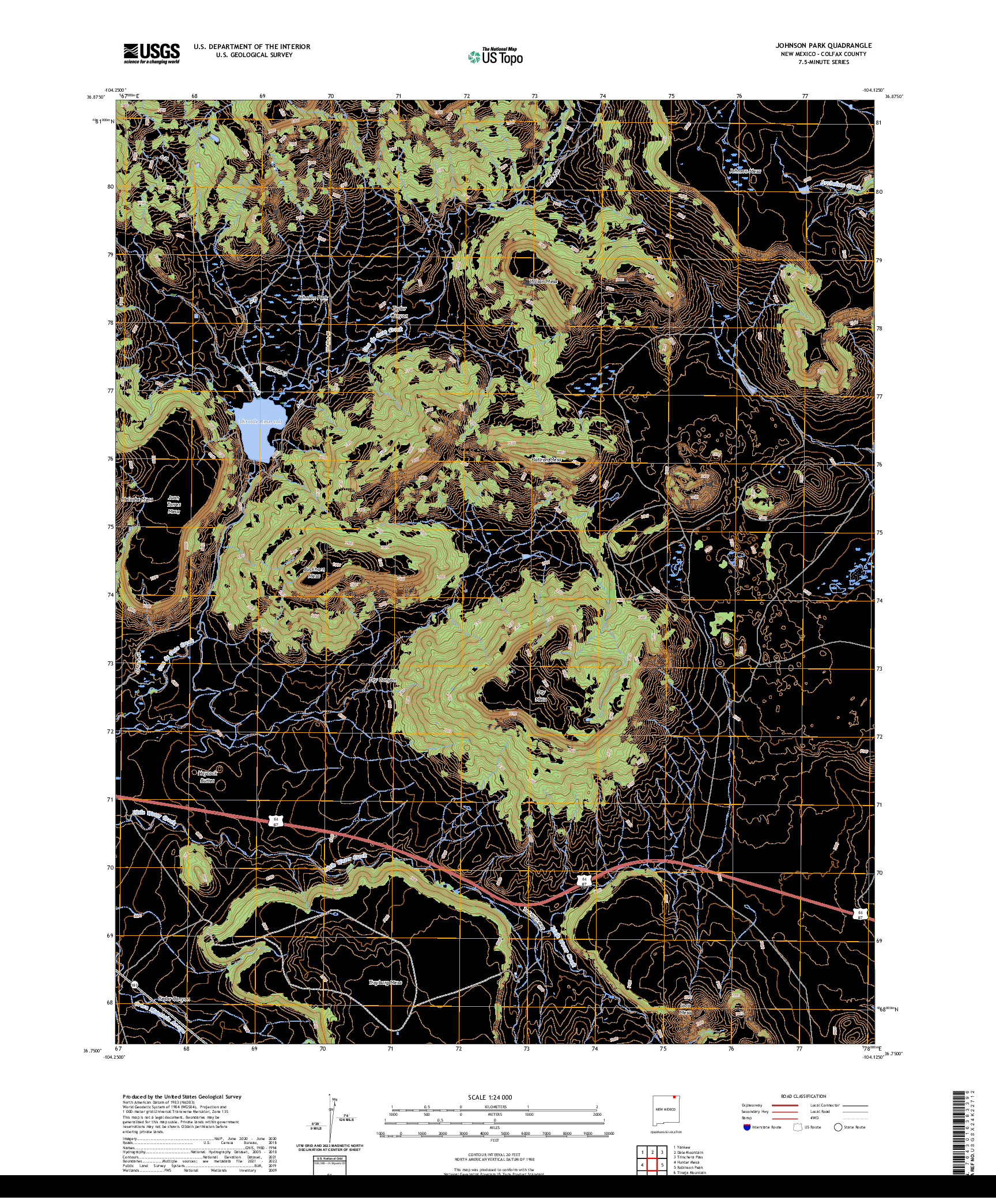 US TOPO 7.5-MINUTE MAP FOR JOHNSON PARK, NM