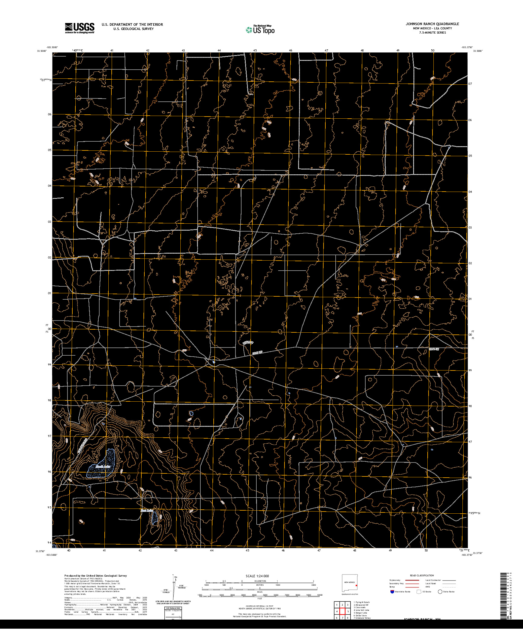 US TOPO 7.5-MINUTE MAP FOR JOHNSON RANCH, NM