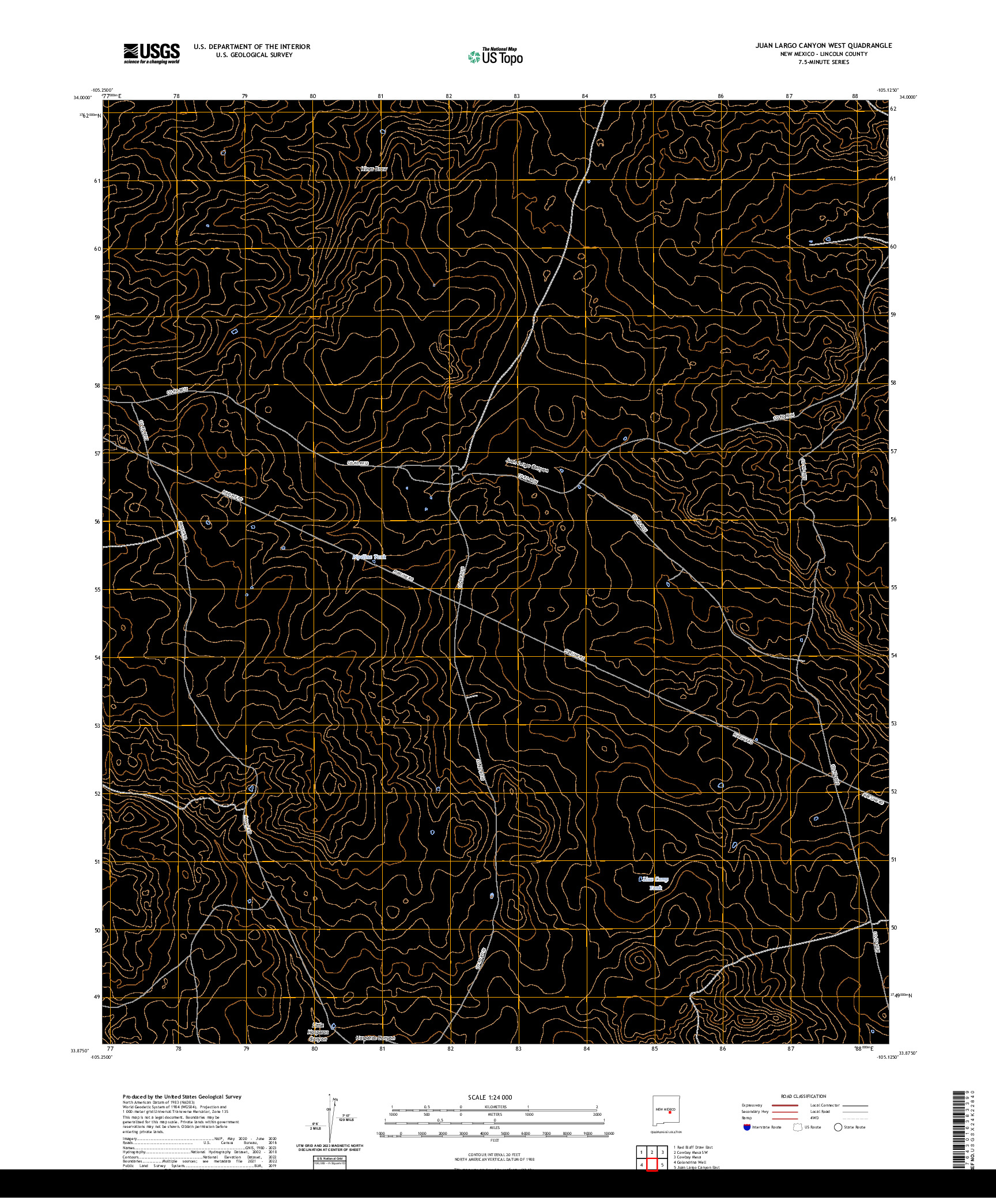 US TOPO 7.5-MINUTE MAP FOR JUAN LARGO CANYON WEST, NM