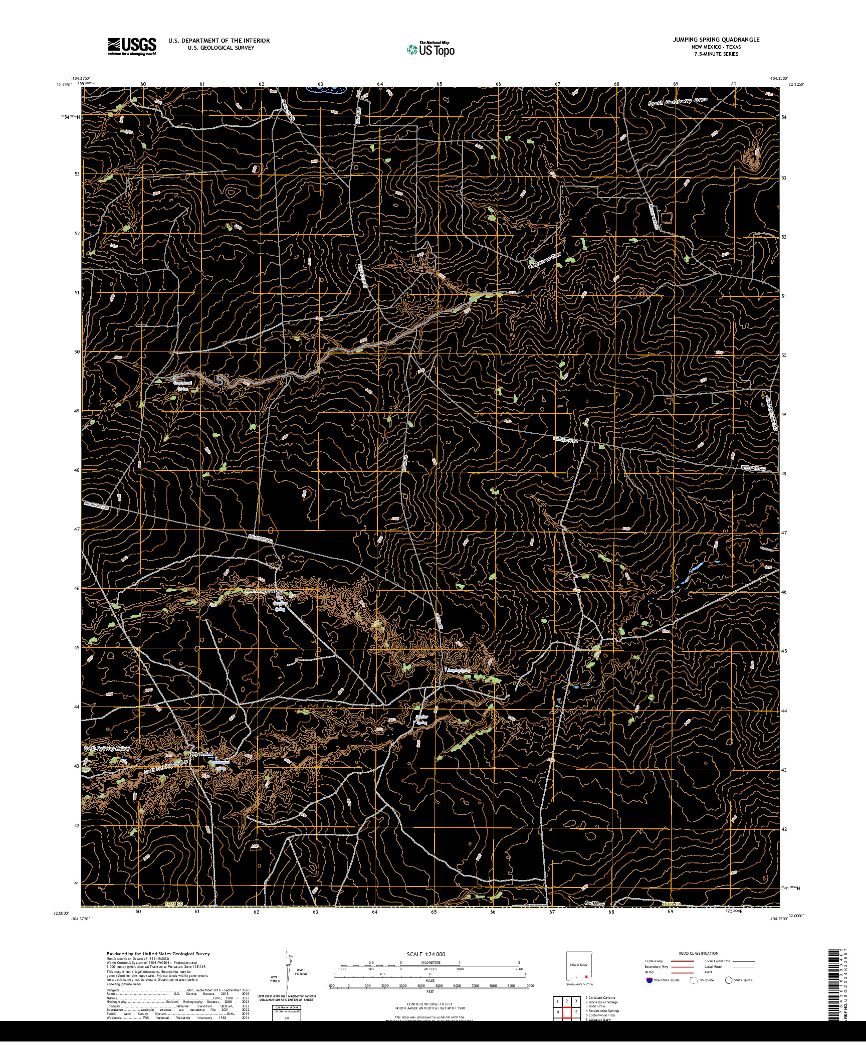 US TOPO 7.5-MINUTE MAP FOR JUMPING SPRING, NM,TX