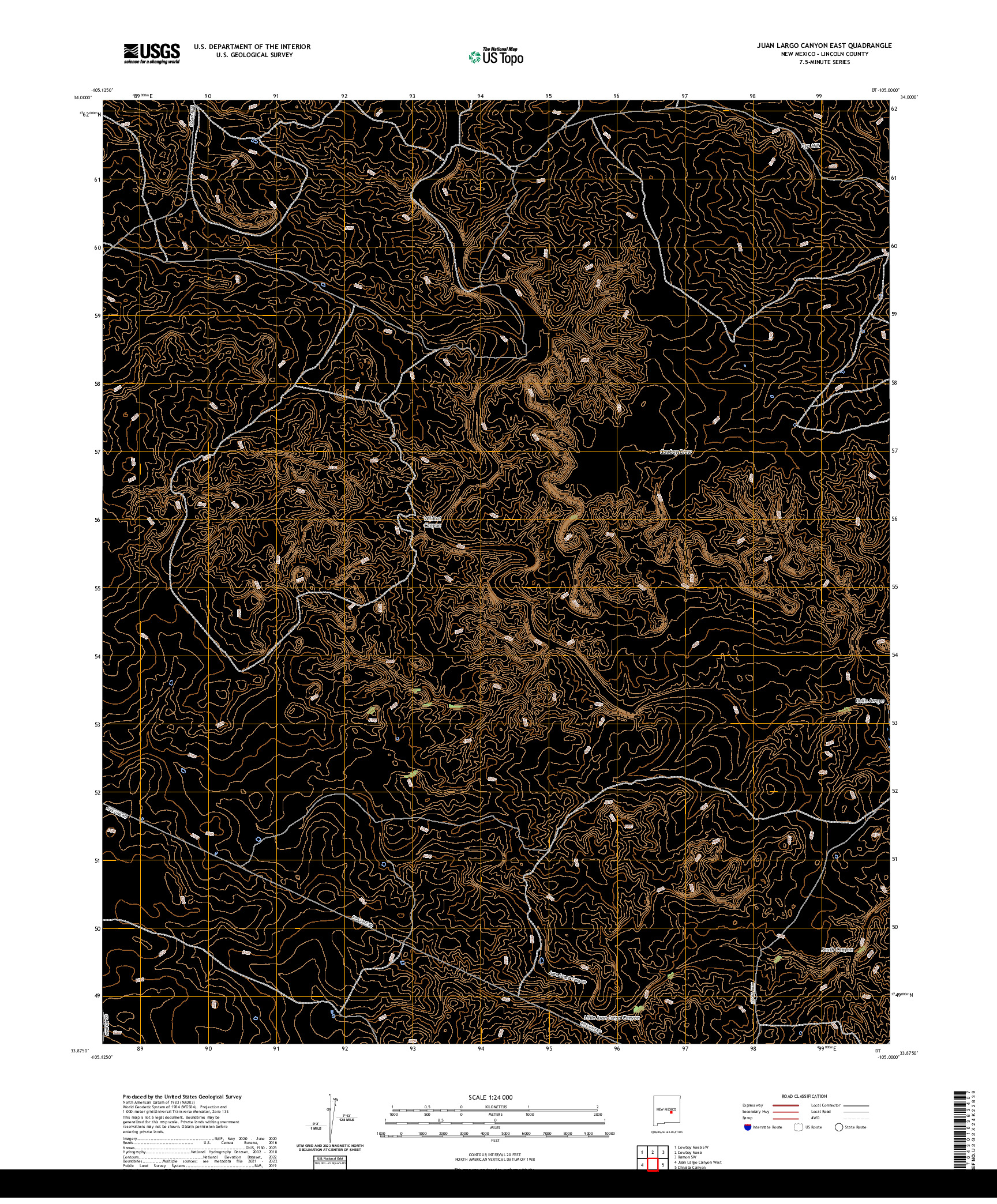 US TOPO 7.5-MINUTE MAP FOR JUAN LARGO CANYON EAST, NM