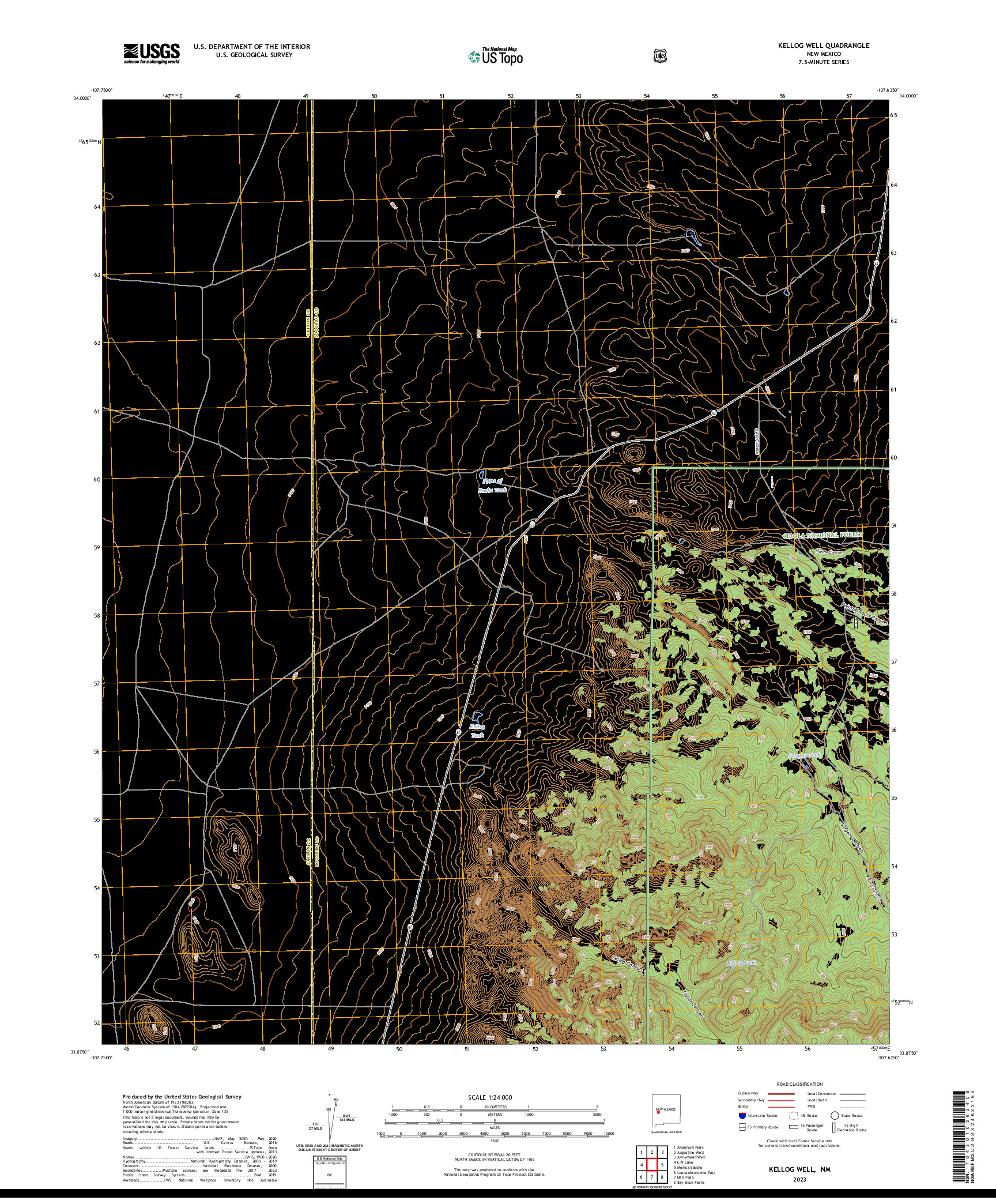 US TOPO 7.5-MINUTE MAP FOR KELLOG WELL, NM