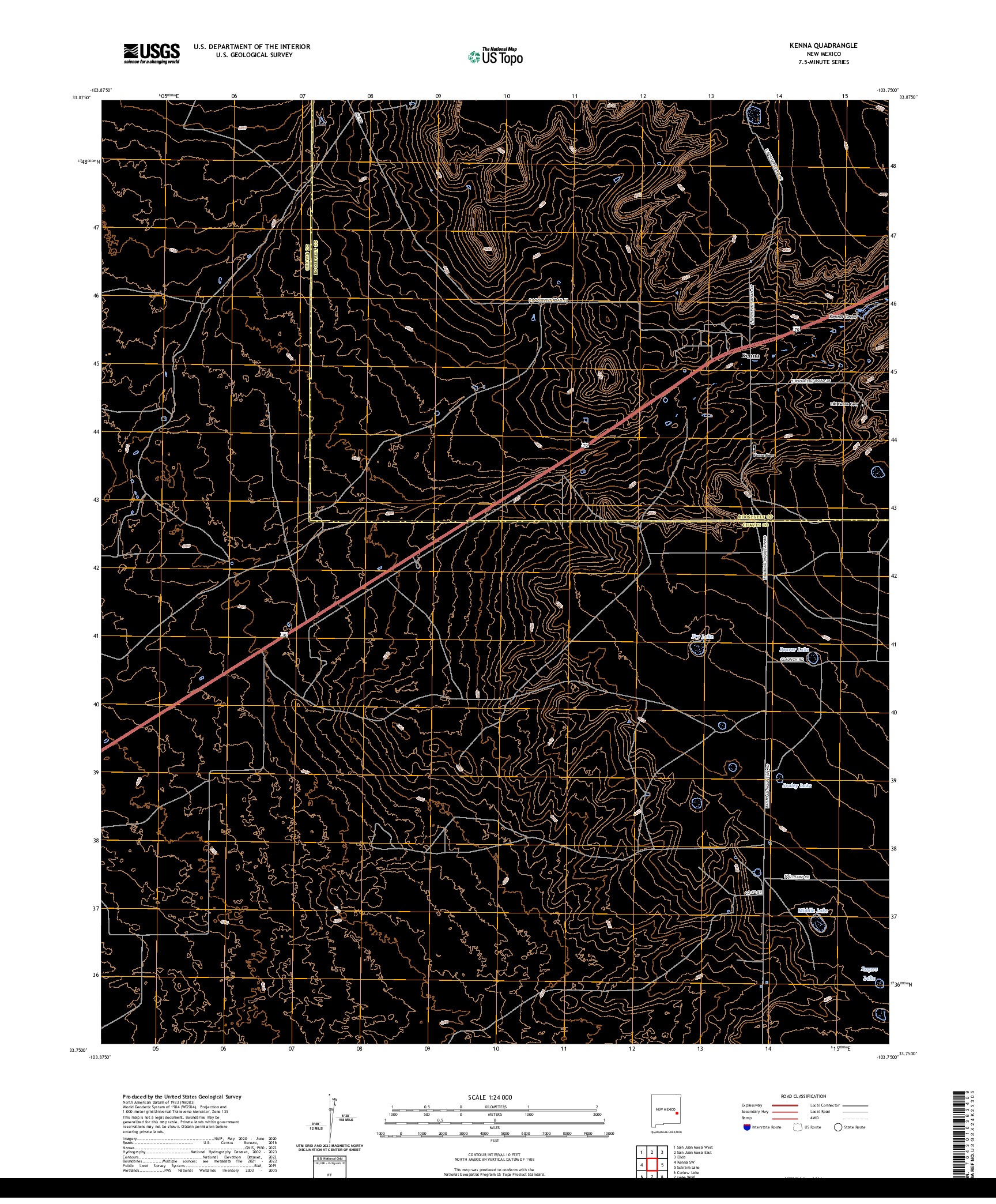 US TOPO 7.5-MINUTE MAP FOR KENNA, NM